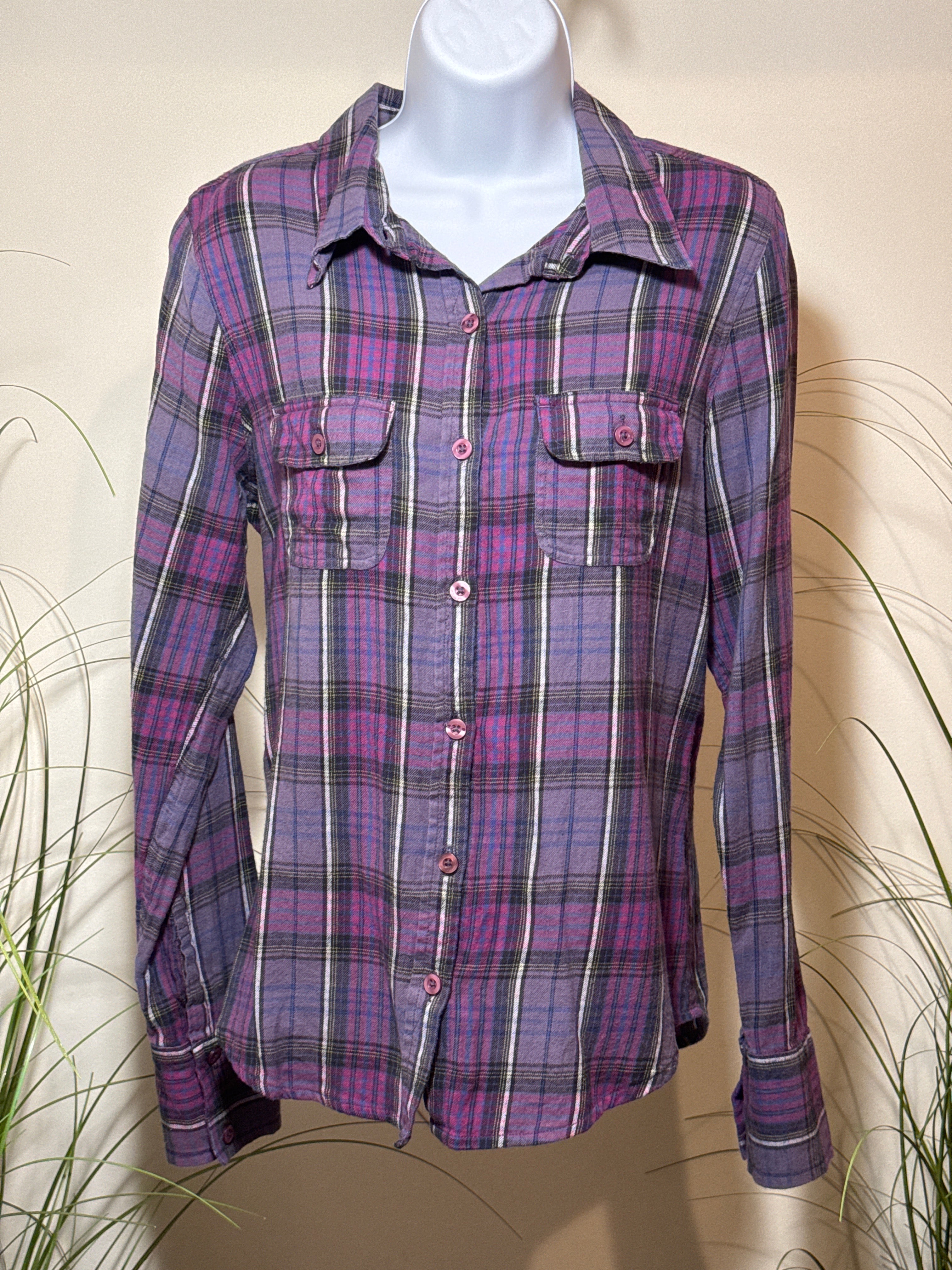 Roxy Plaid Long-sleeve Shirt- Back Buttons