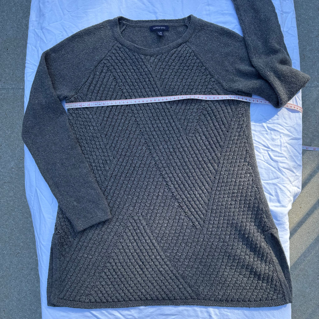 Size L 14-16 Lands' End Cotton Blend Textured Design Sweater