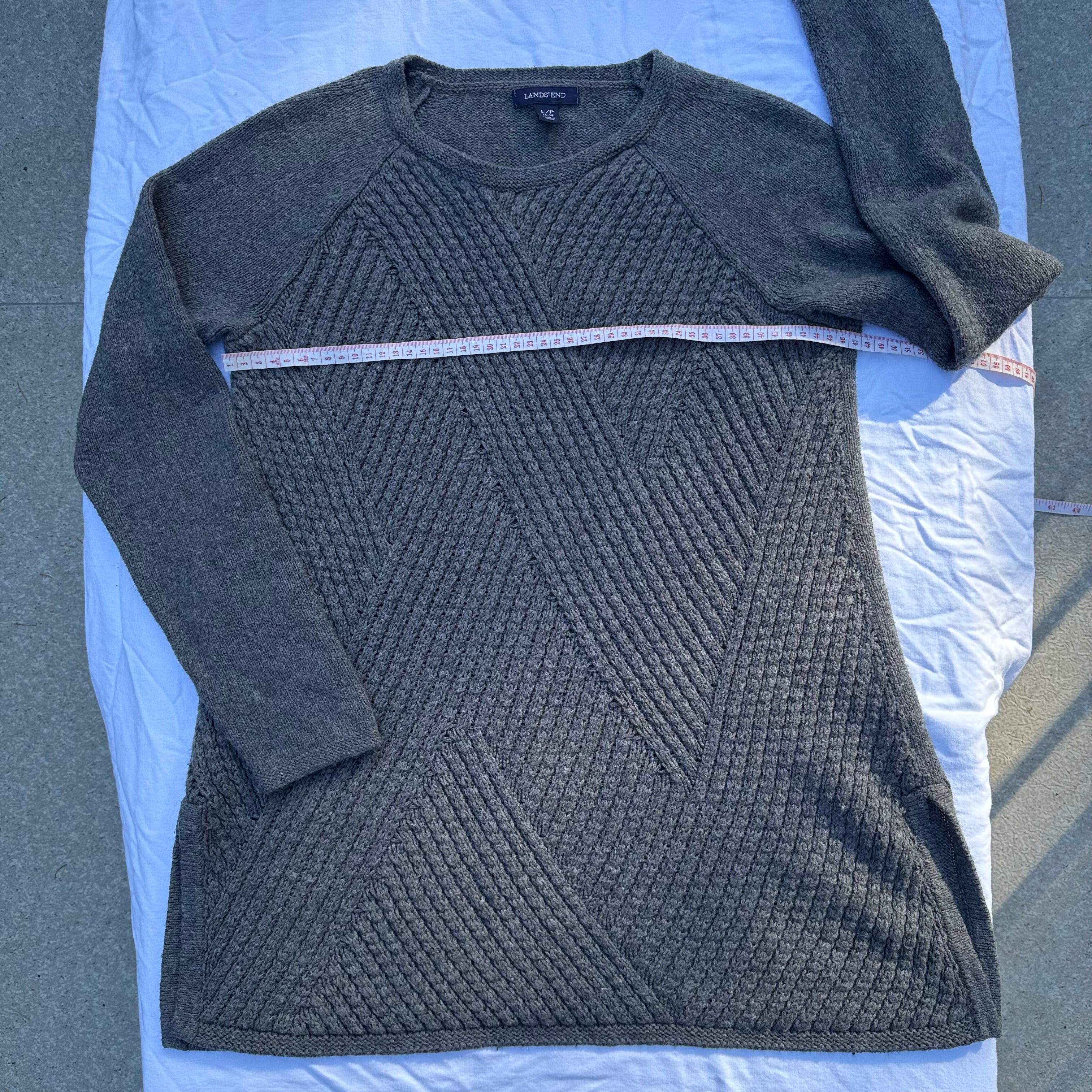 Size L 14-16 Lands' End Cotton Blend Textured Design Sweater