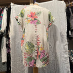Size M Terzo Millennio 100% Linen Short Sleeve Blouse