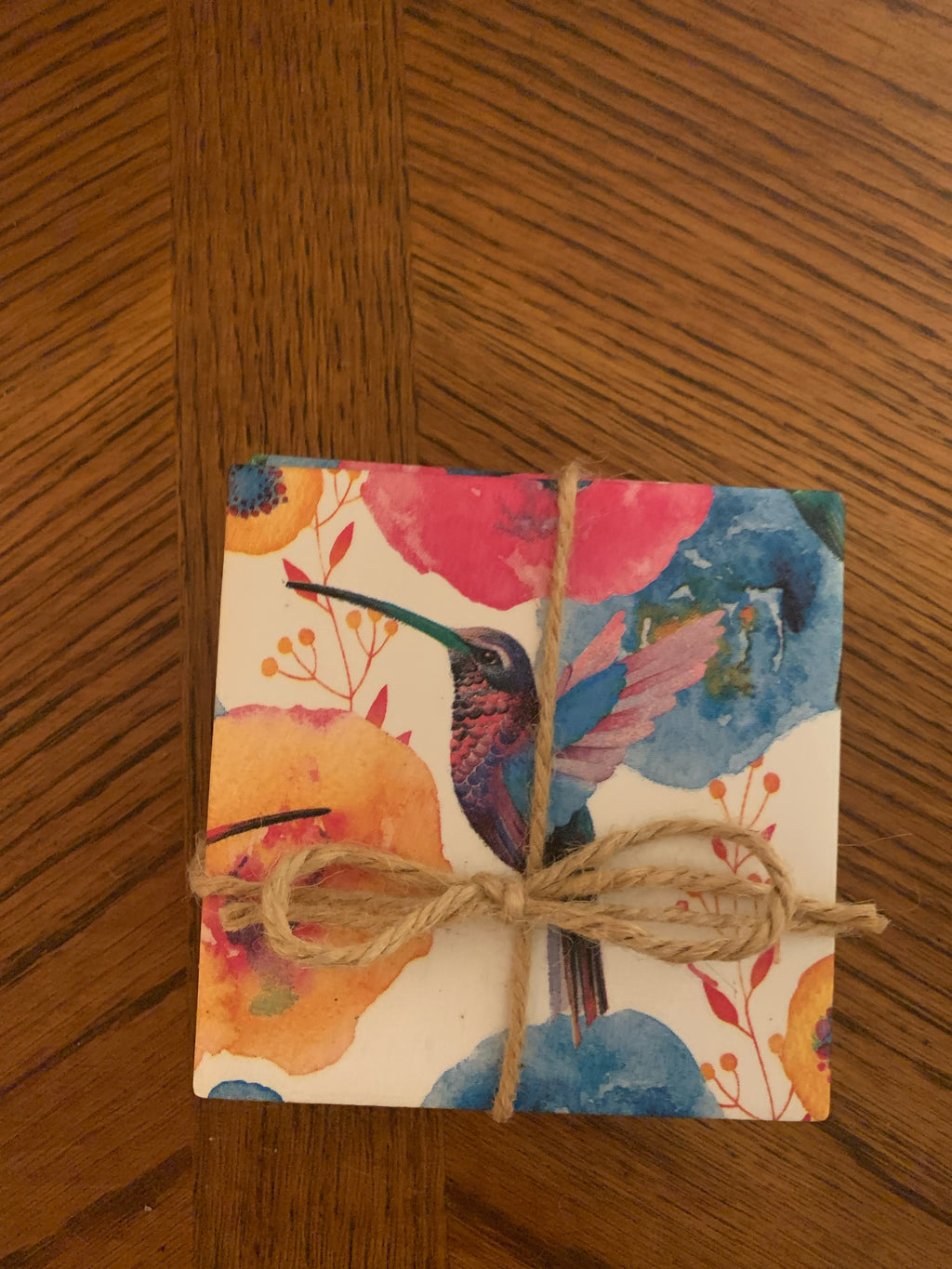 Set a four ceramic hummingbird coasters made in the USA ￼