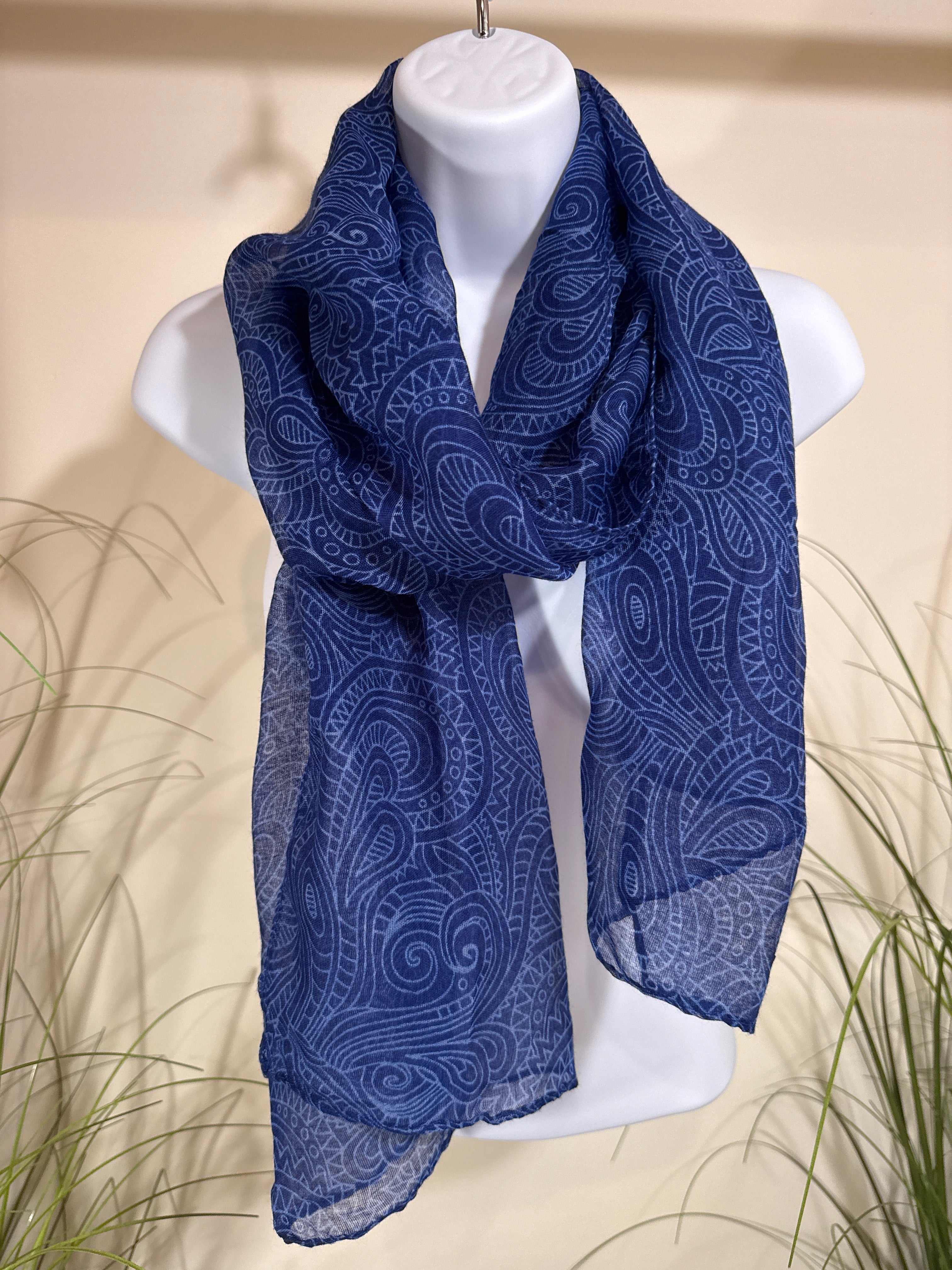 Blue Sheer Pattern Scarf