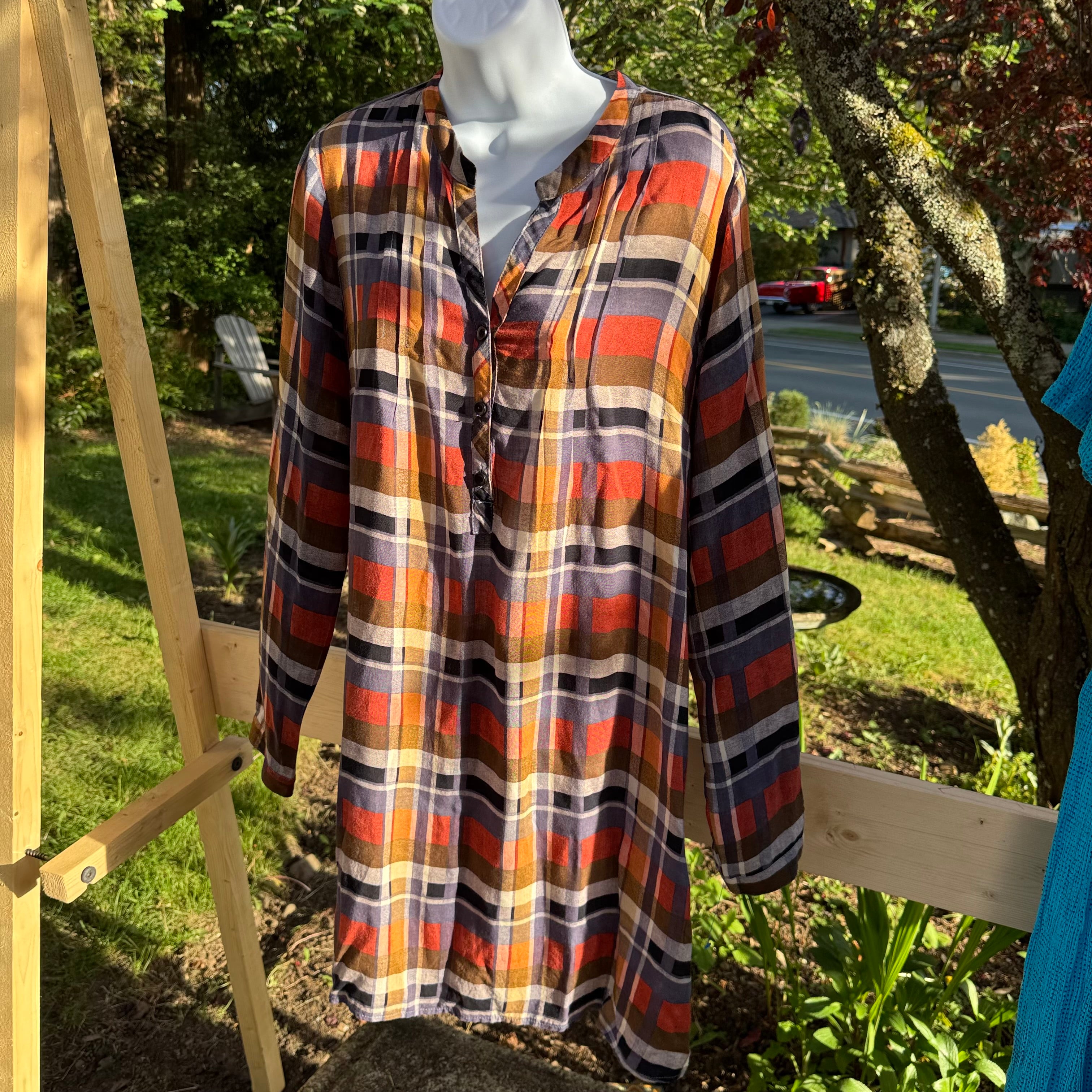 Plaid Rayon Dress Size L