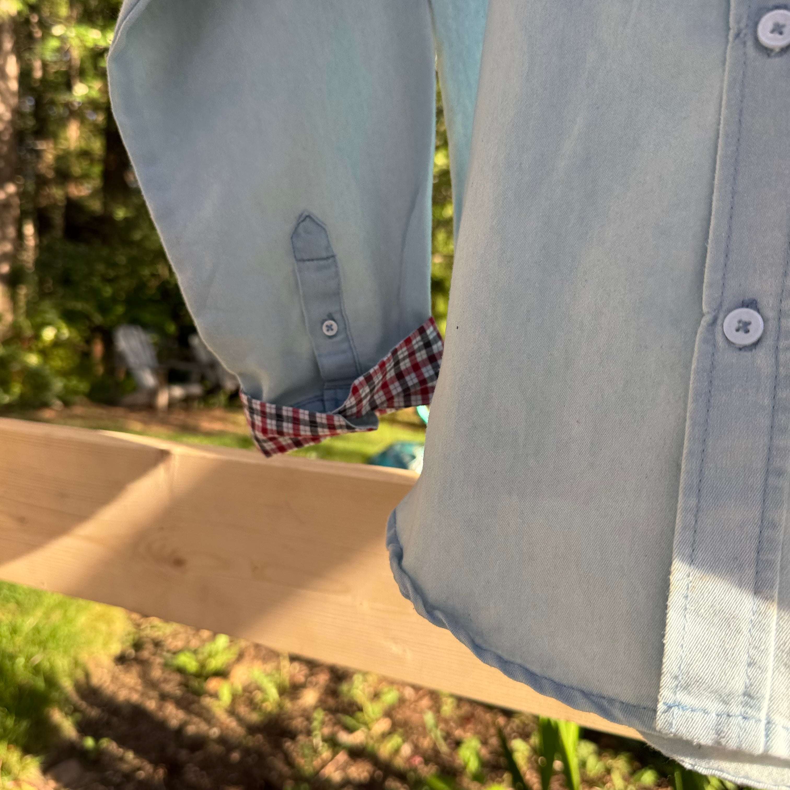 Size XL (18) Youth Ben Sherman Light Blue Denim Look Button Up Long Sleeve Shirt