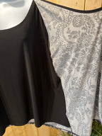 Vamp Black Short Sleeve Layered Top with Victorian Style Floral Pattern