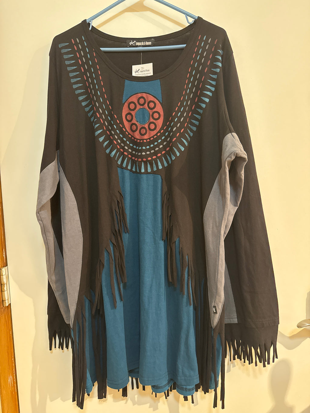 Size 2X Leopards & Roses Fairy Grunge Tassle Tunic-Dress