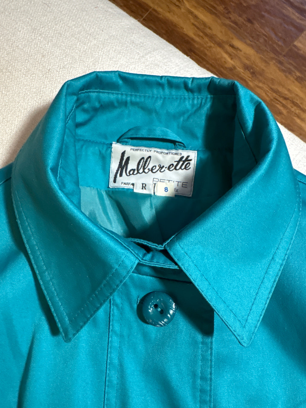 Vintage Malber-ette 1980’s Teal Trench Coat