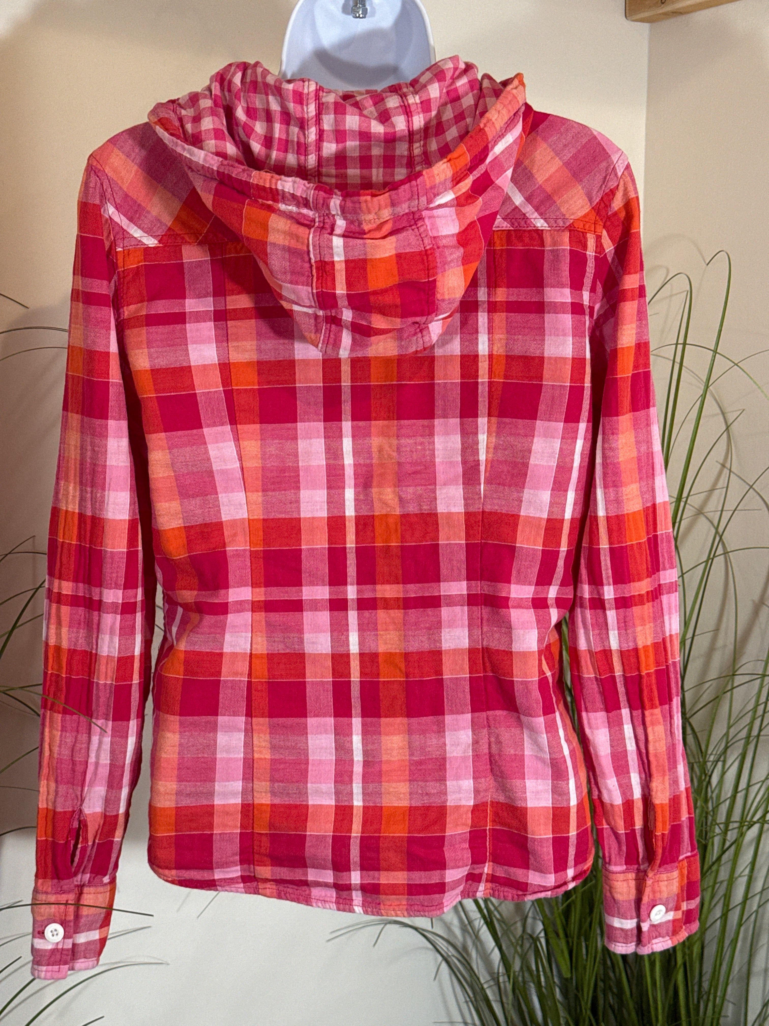 AEROPOSTALE hoodie button-up shirt - gingham & plaid