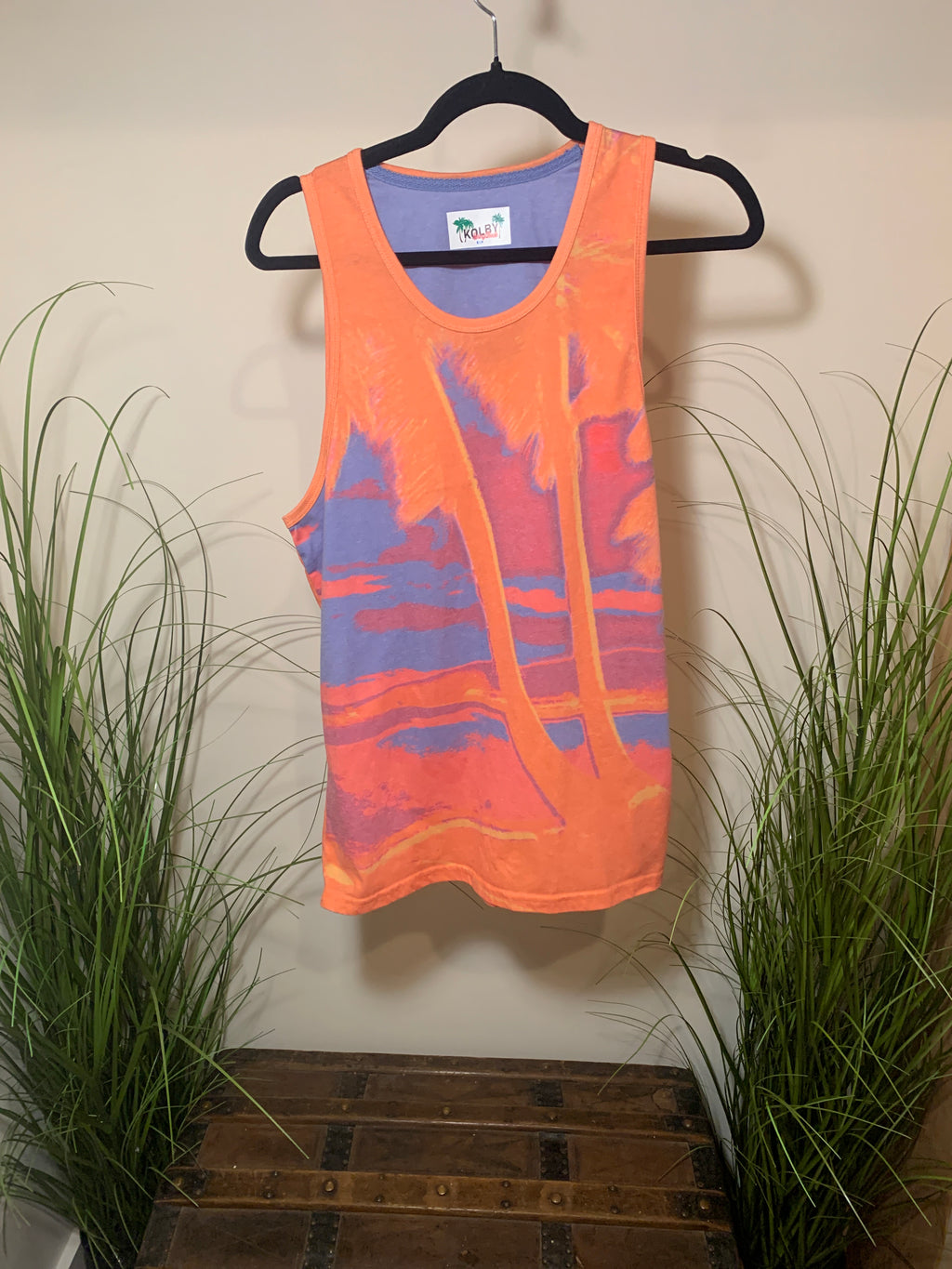 Size S Men's Kolby Tropical Print Tank Top