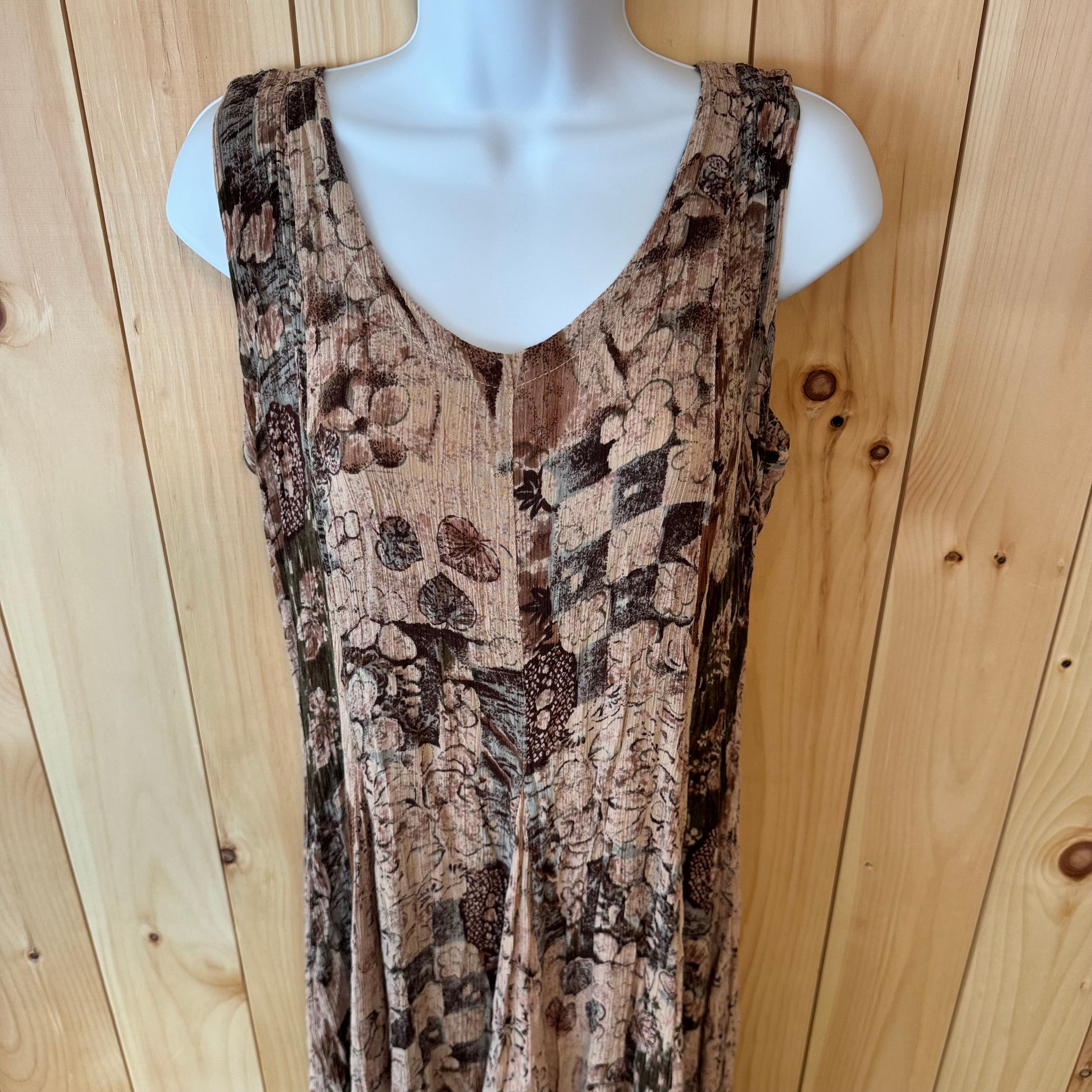 90's Vintage Rayon Long Sleeveless Dress