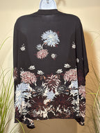 Aritzia Black Floral Kimono Style Cardigan