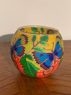 Butterfly Flower Glass Tea Light Holder