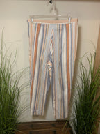 Size 12 Vintage 90's St Micheal's from Marks and Spencer Vertical Striped Side Zip High Waisted Ankle Grazers Pants