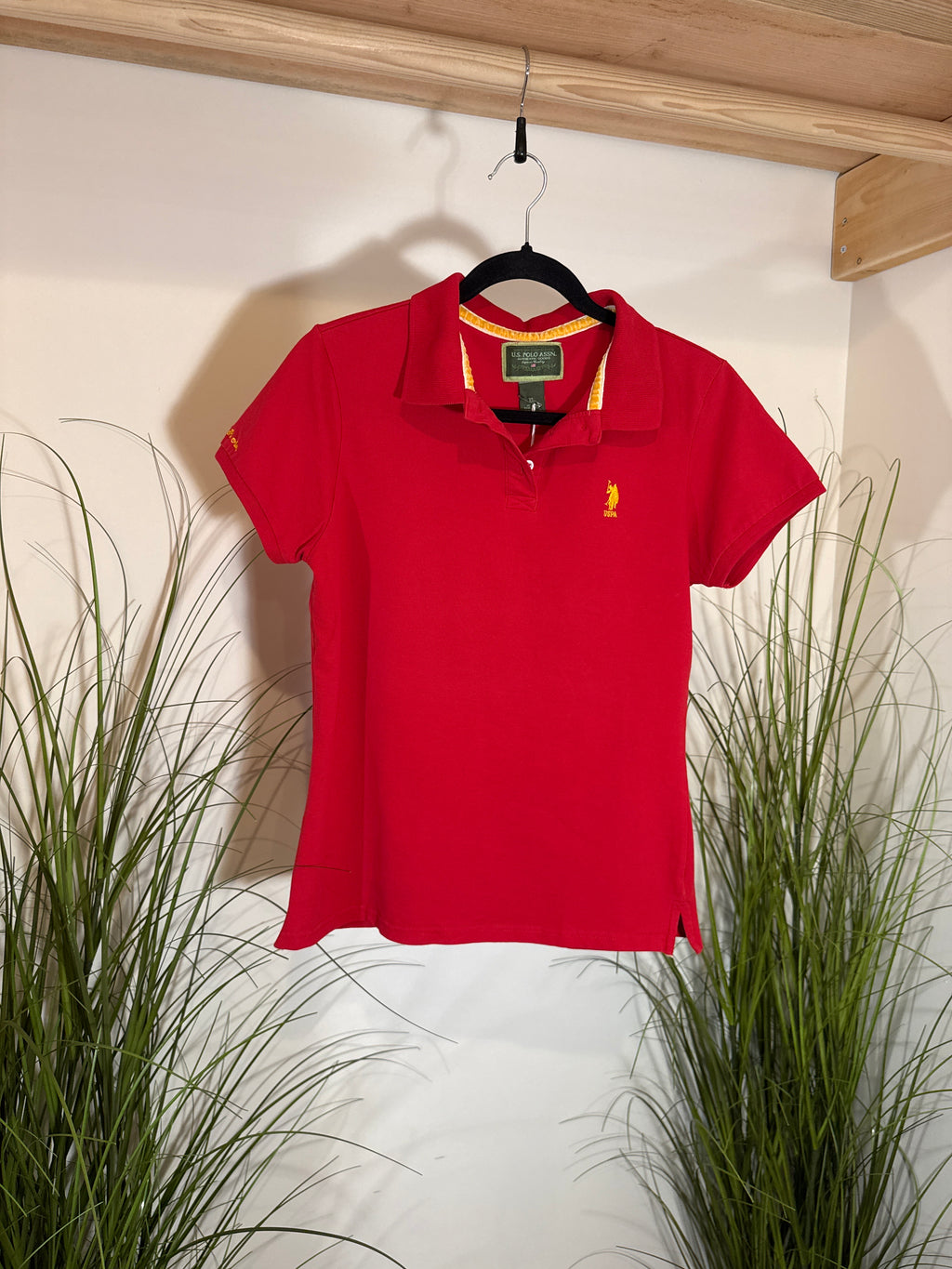 US Polo Association, red and yellow polo shirt