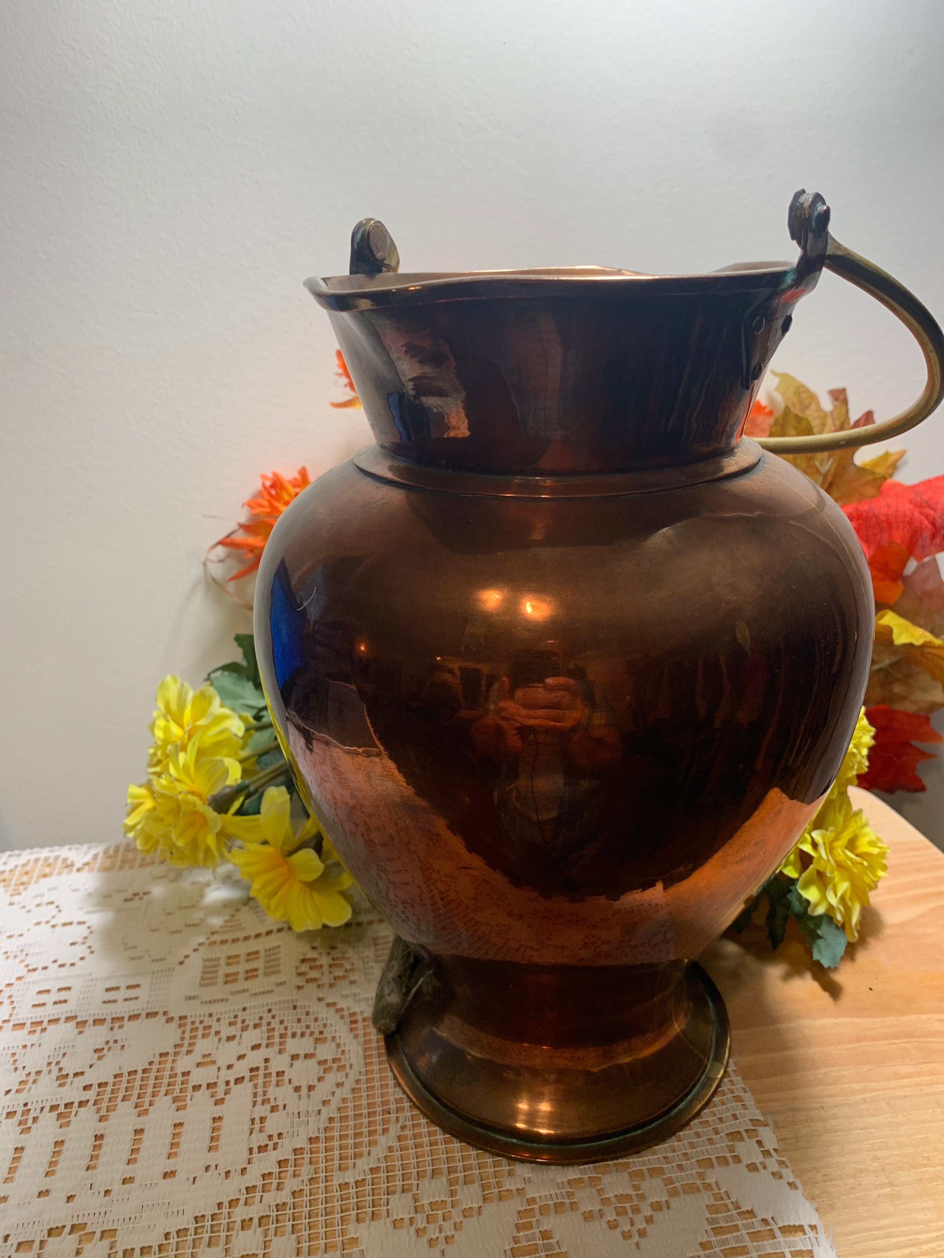 100 Year Antique Spun Copper Water Jug