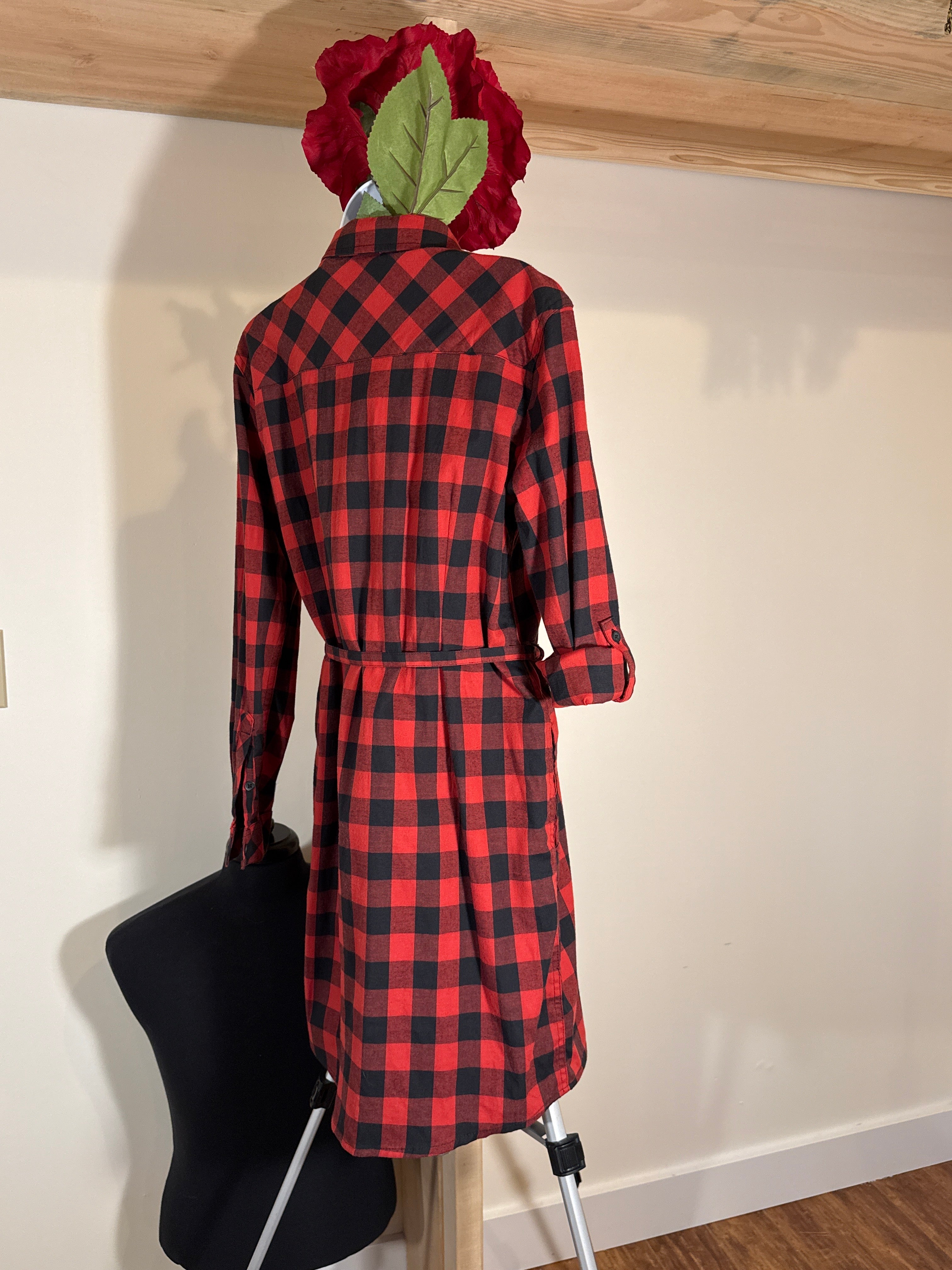 BC Clothing Women Checkered, Long Sleeve Shirt Dress