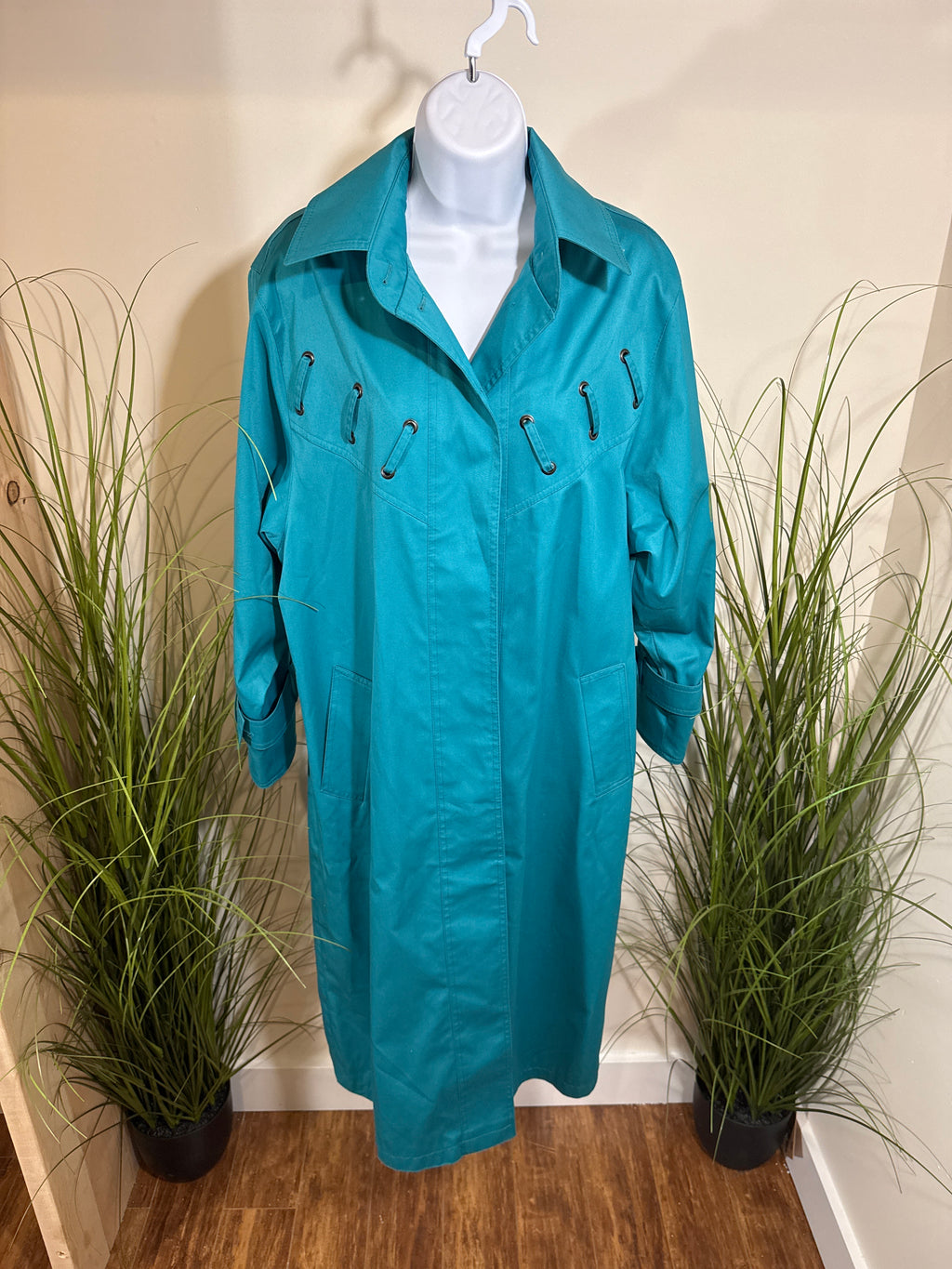 Vintage Malber-ette 1980’s Teal Trench Coat