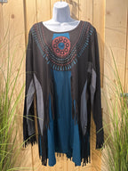 Size 2X Leopards & Roses Fairy Grunge Tassle Tunic-Dress