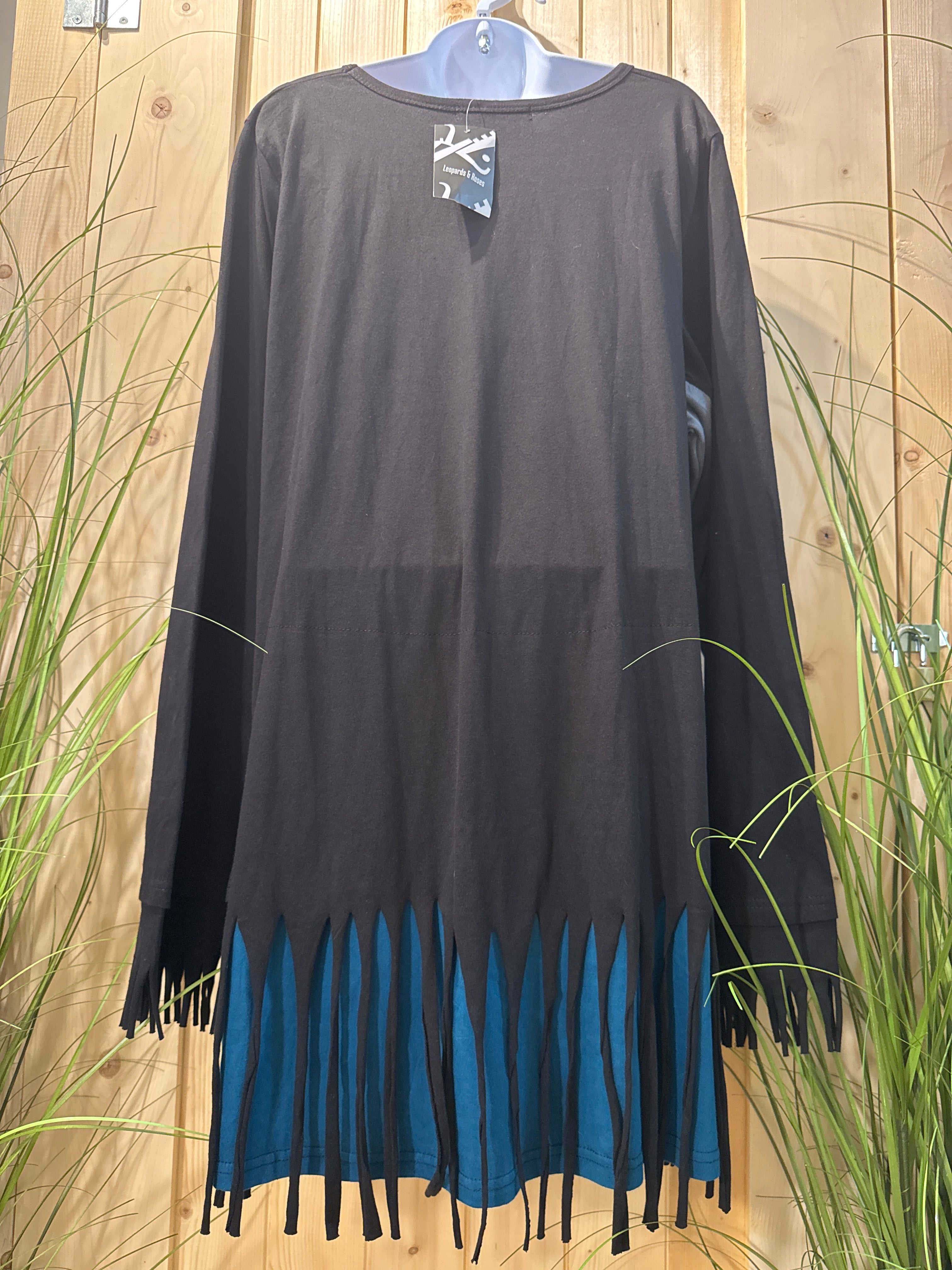 Size 2X Leopards & Roses Fairy Grunge Tassle Tunic-Dress