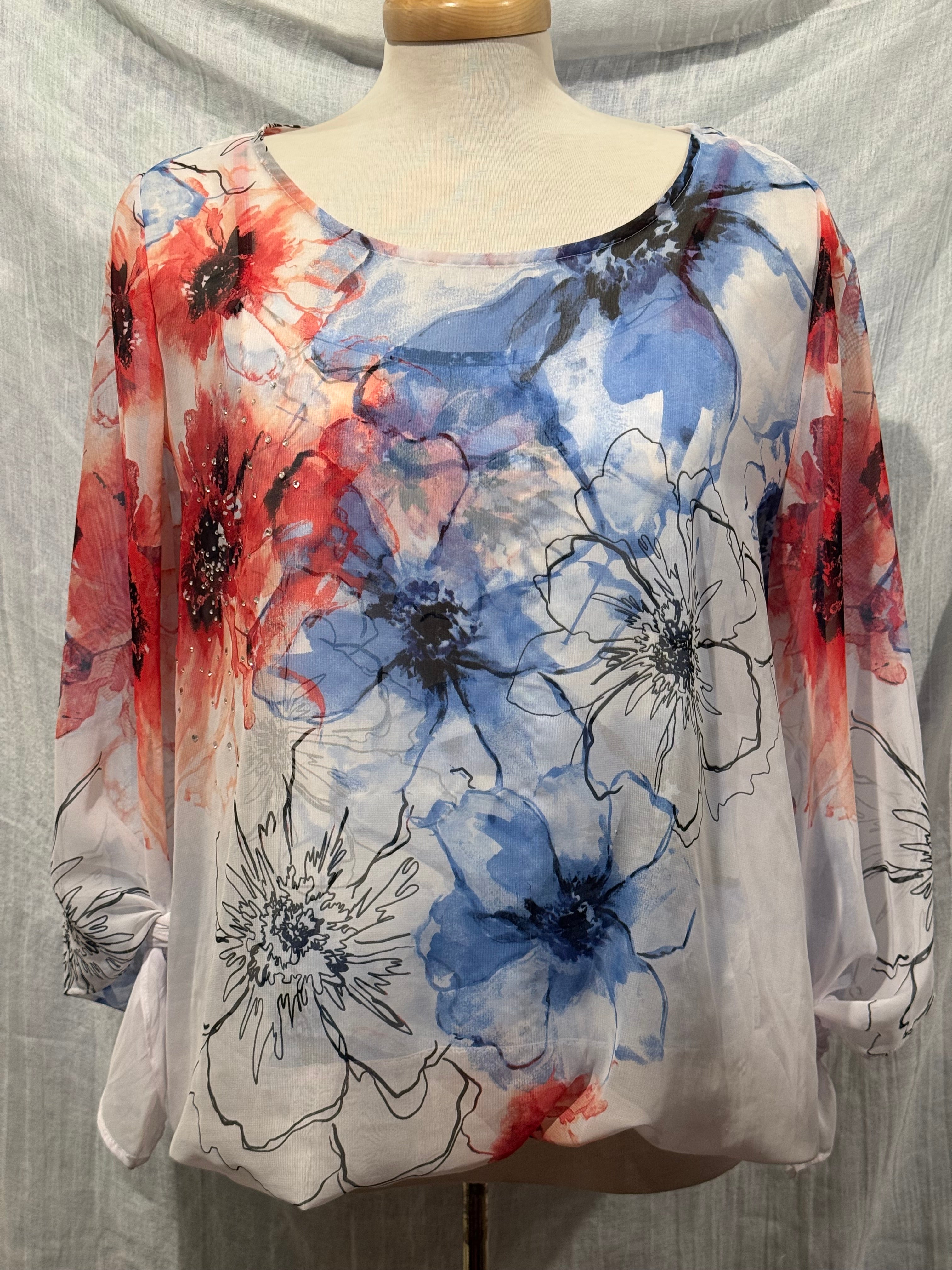 Size L Alfani Floral Long Sleeve Blouse