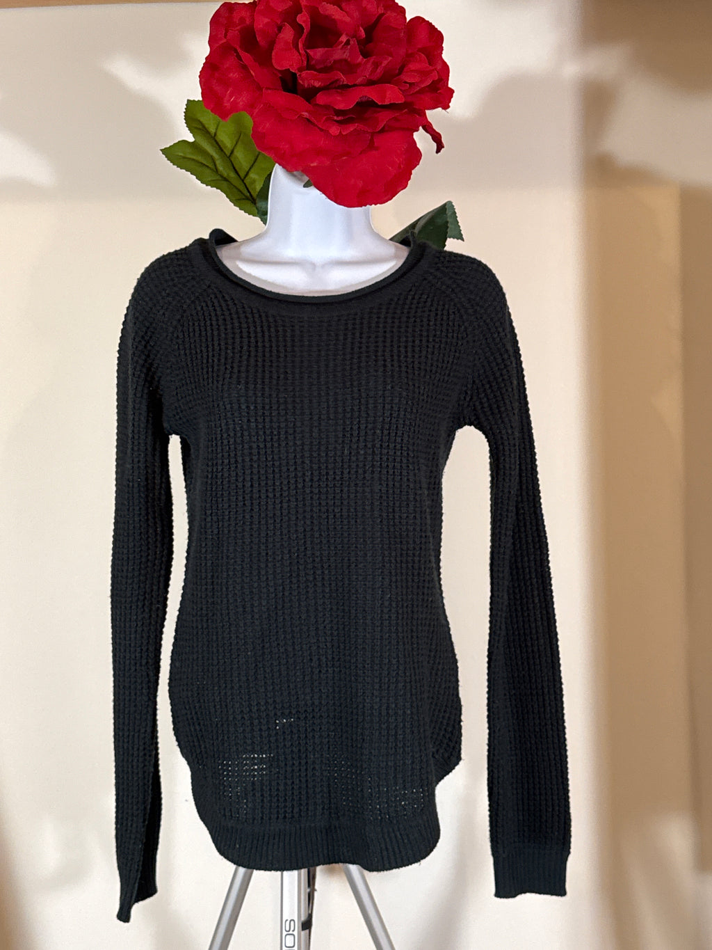 Forest green long sleeve sweater-  rolled collar