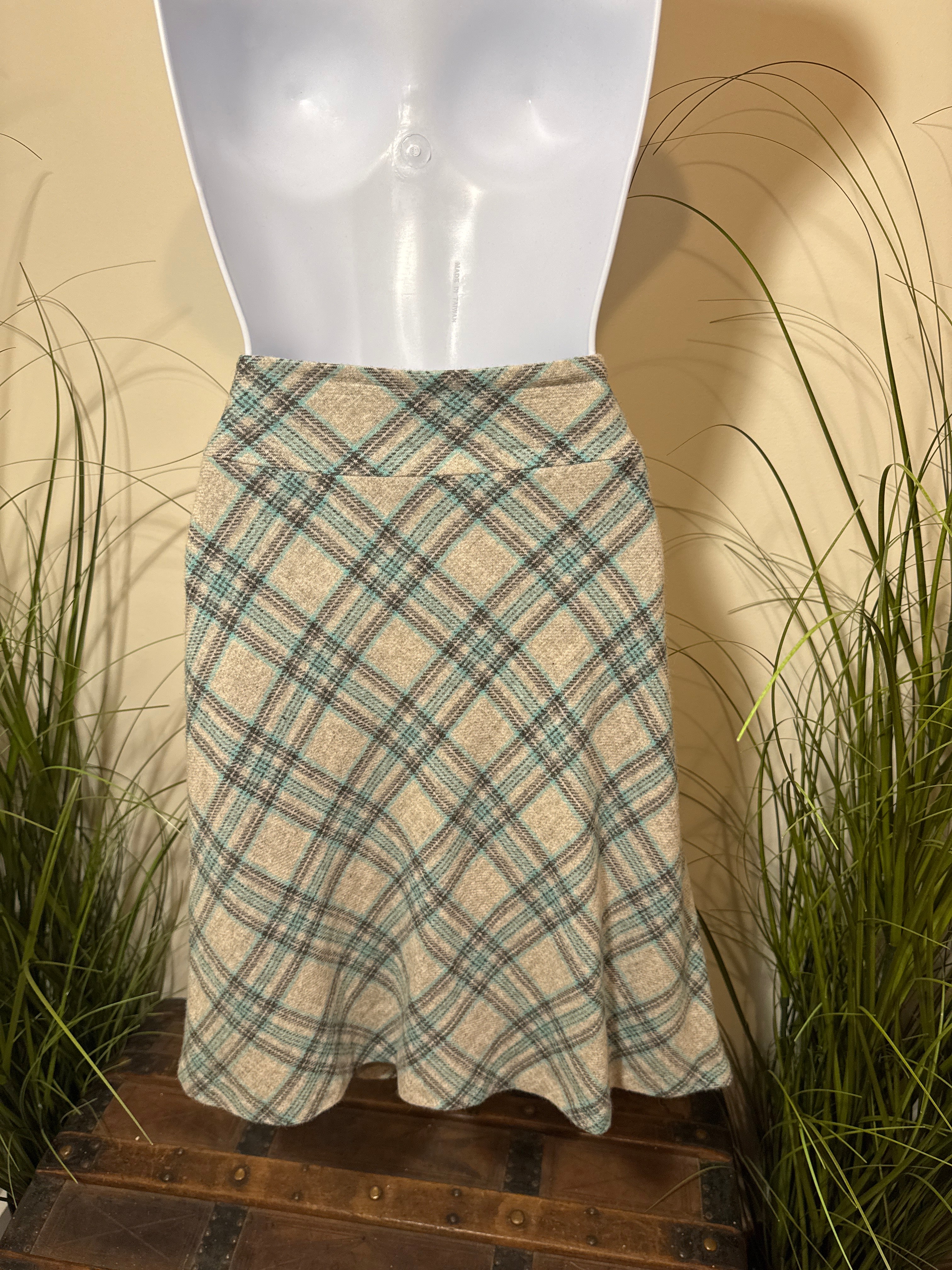Talbots Wool Plaid A-Line Skirt- Lined