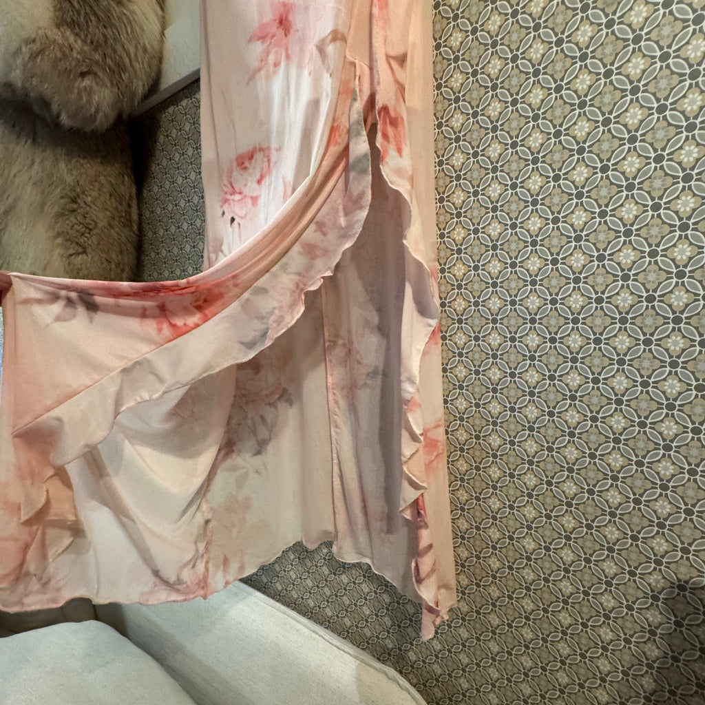 Size S Streetwear Society Spaghetti Strap Sheer Pink Floral Dress