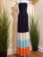 Colour Block Maxi Tube Dress