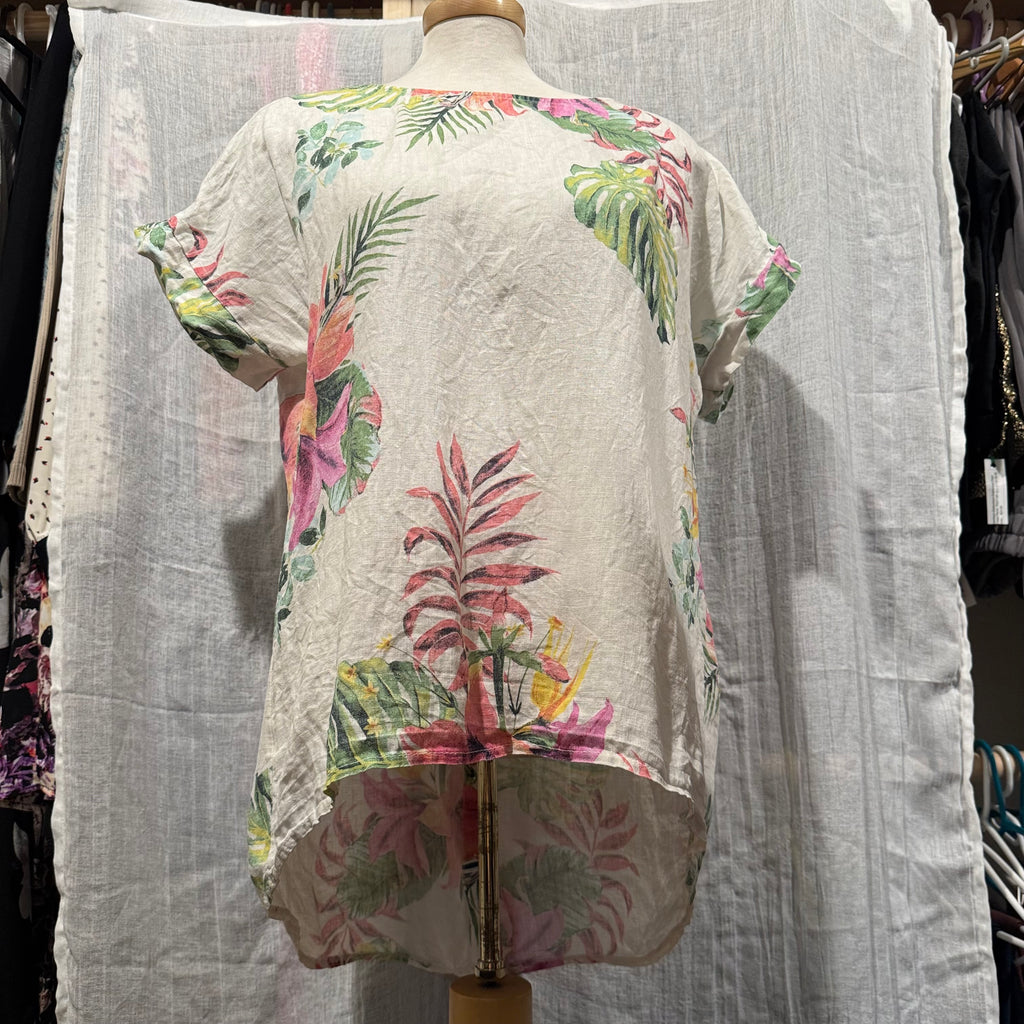 Size M Terzo Millennio 100% Linen Short Sleeve Blouse