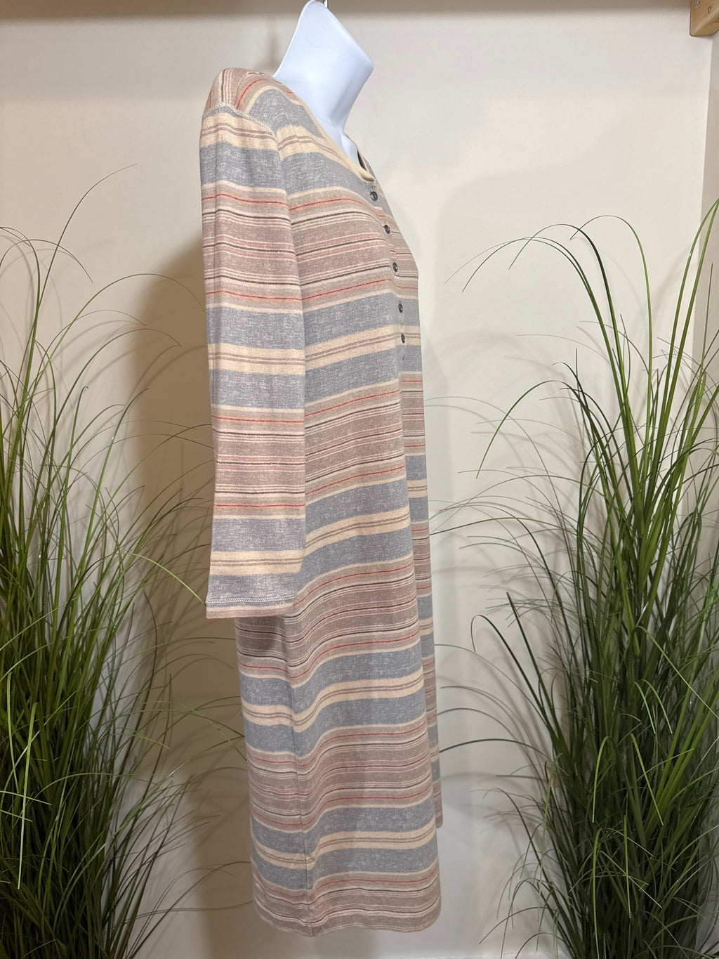 Henley Shift Dress- Striped