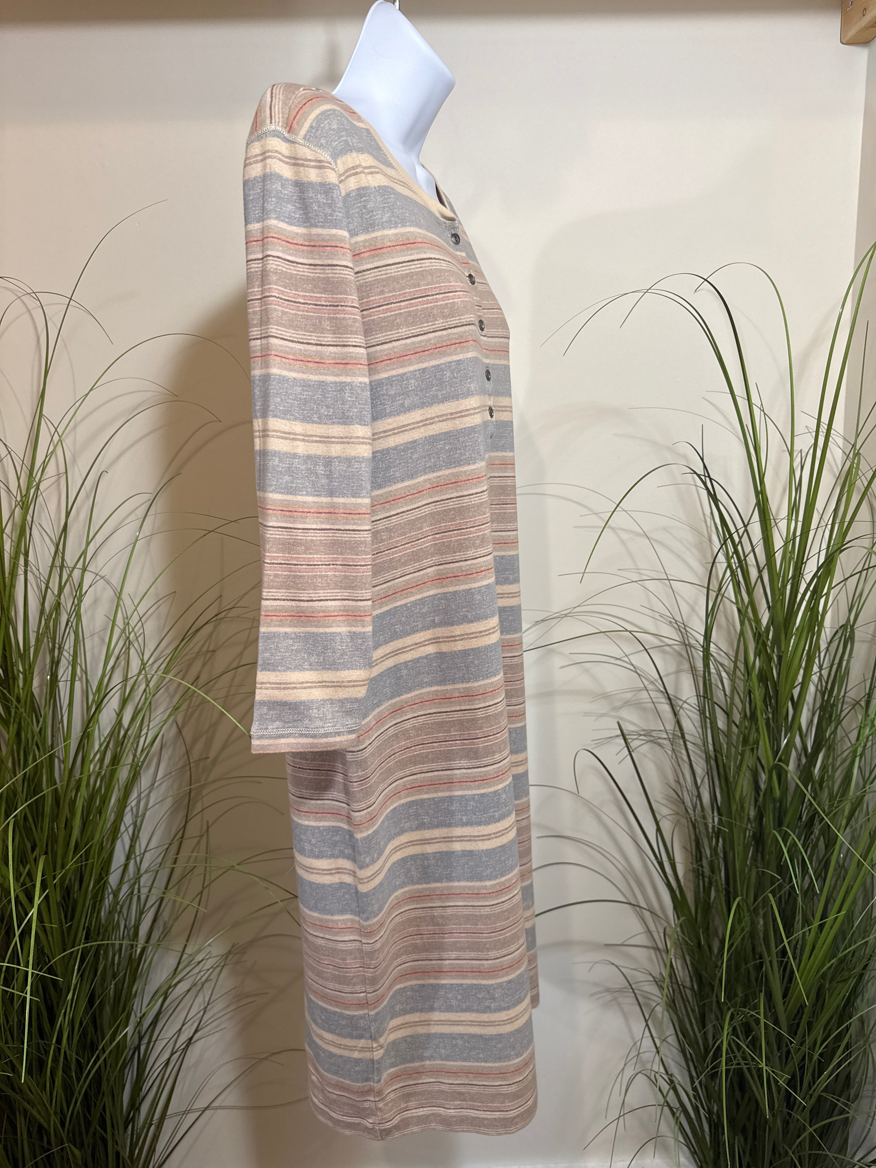 Henley Shift Dress- Striped