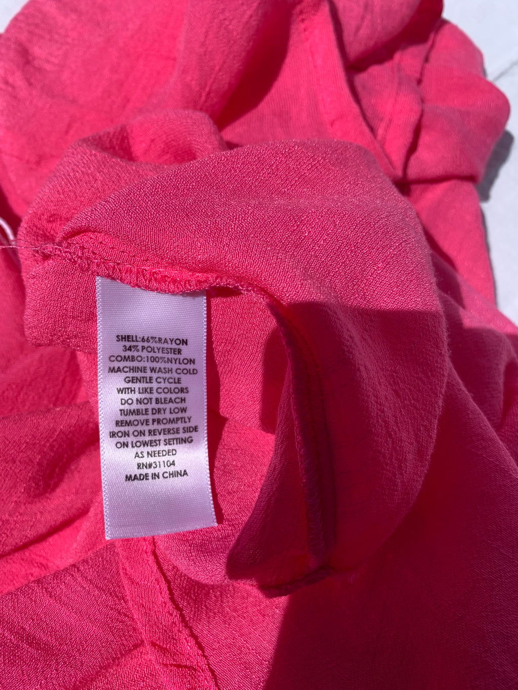Pink 3/4 sleeve button-up blouse