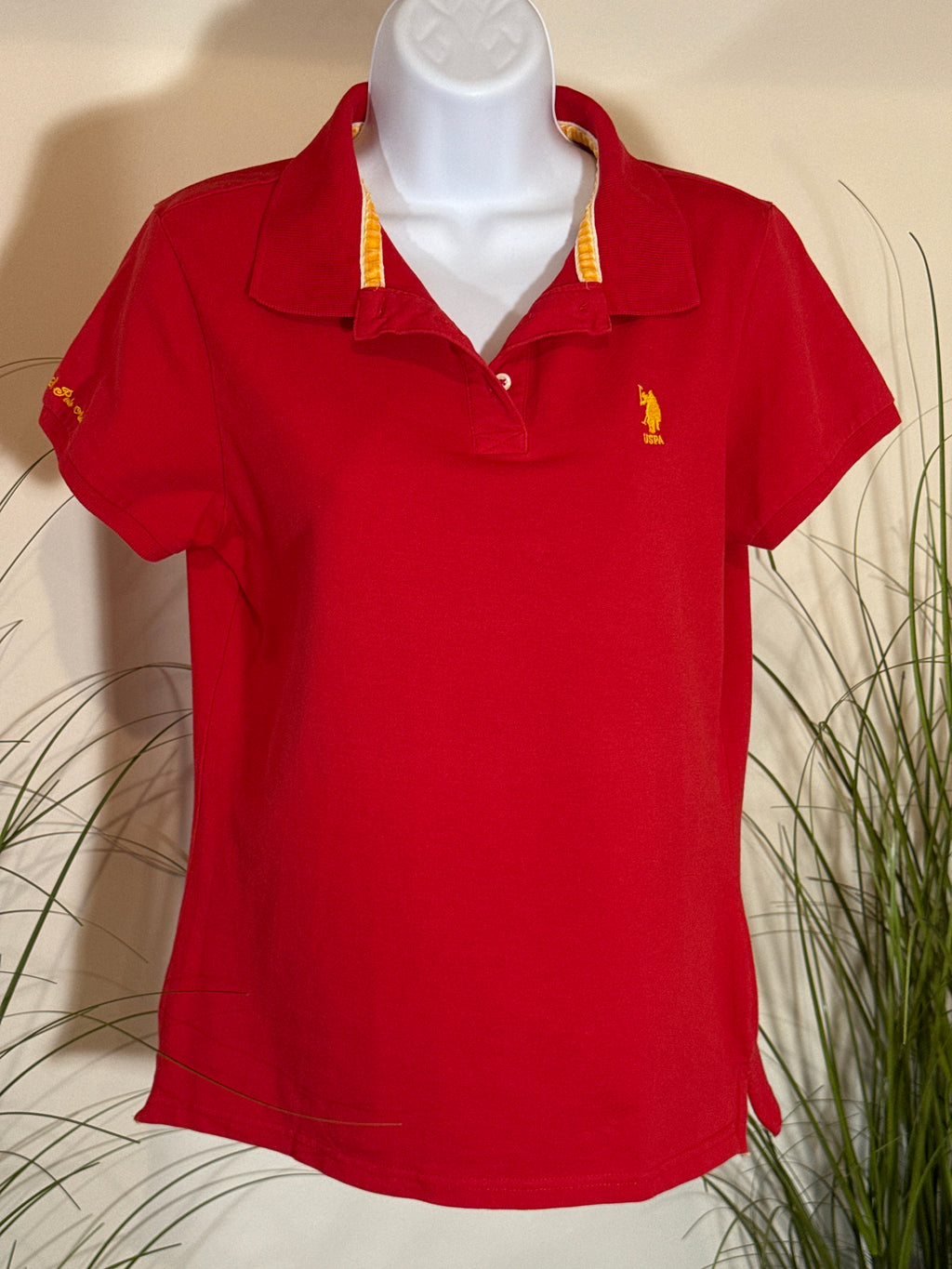 US Polo Association, red and yellow polo shirt