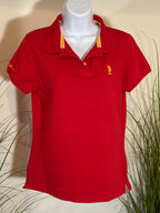 US Polo Association, red and yellow polo shirt