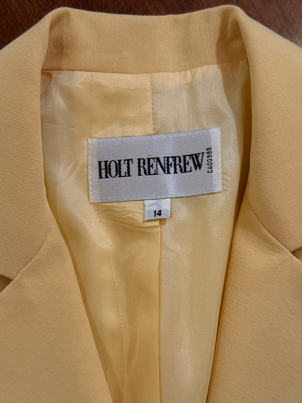 Holt Renfrew 2 Piece Dress Suit 80’s Vintage- Yellow