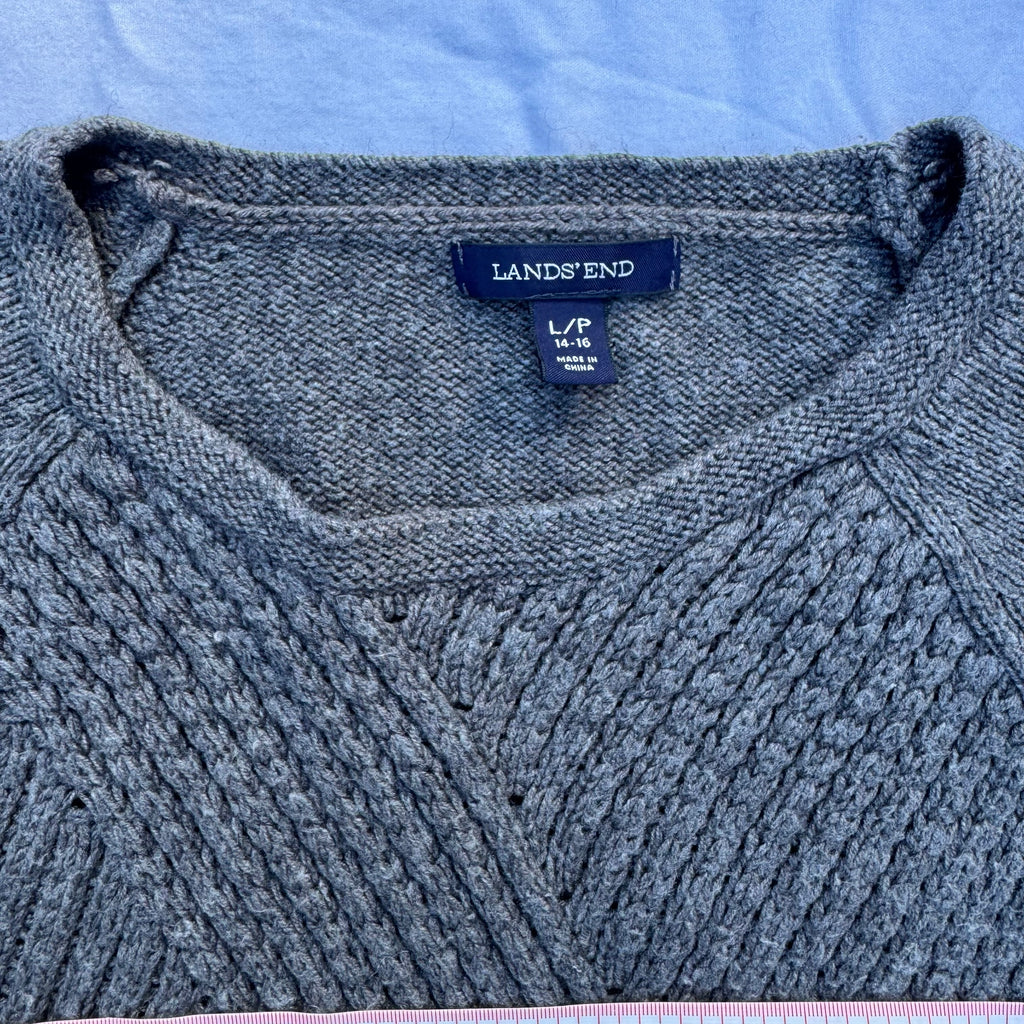 Size L 14-16 Lands' End Cotton Blend Textured Design Sweater