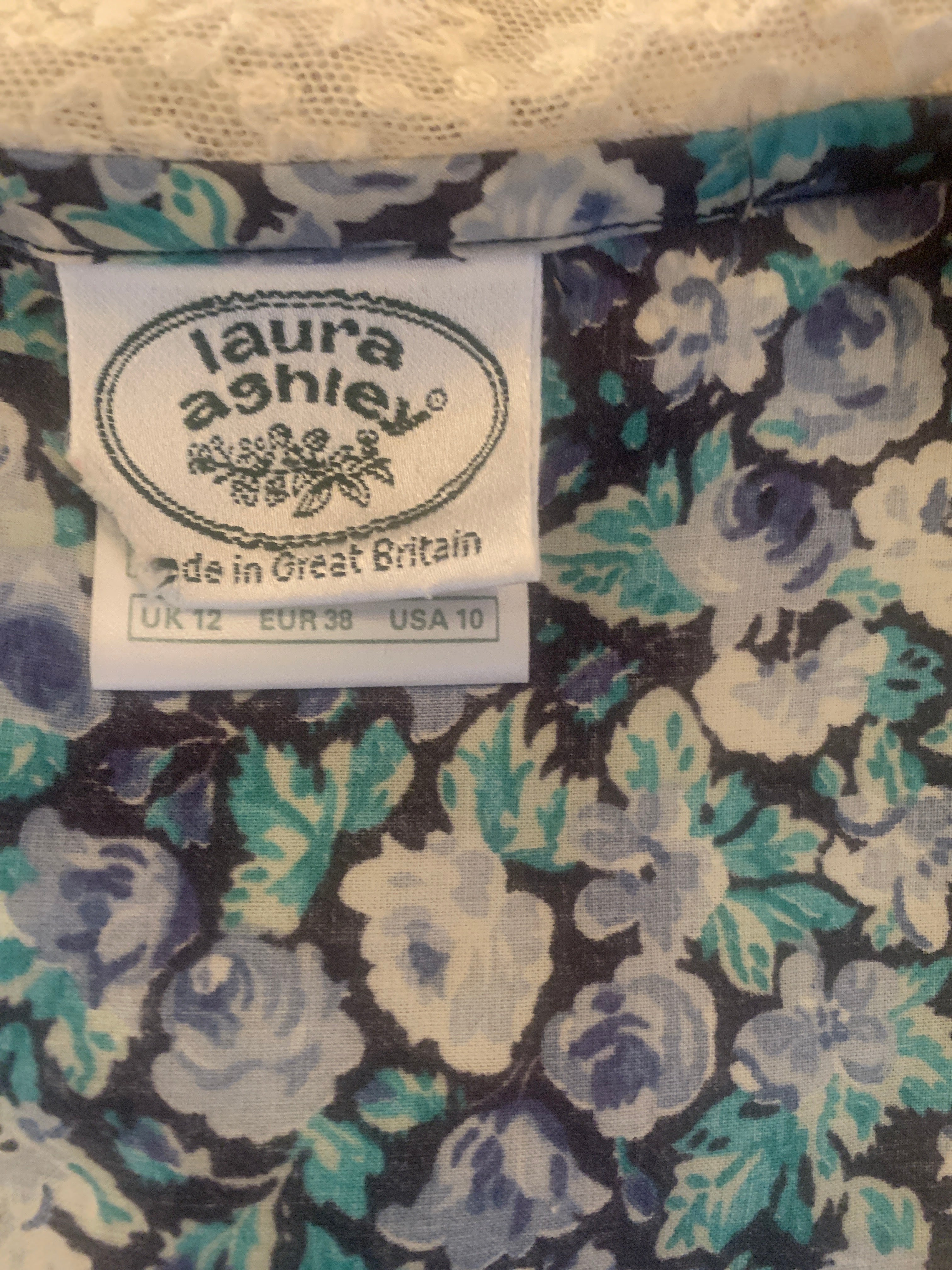 Size 10 RARE Vintage Laura Ashley Made in Britain Floral Print 80's/90's Cottage Core Dress