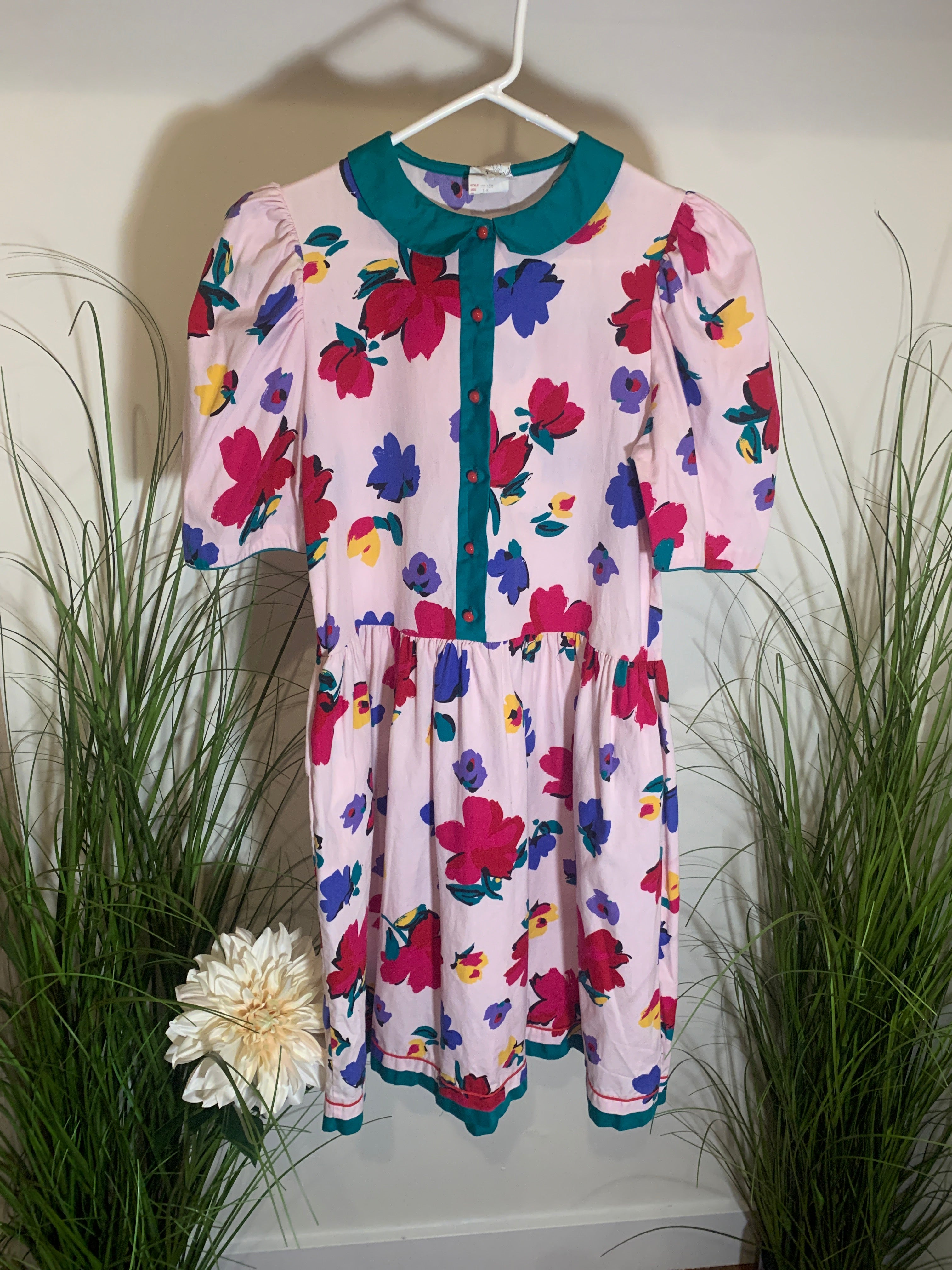 Size 14Y Vintage ELVIRA VALI Girls Floral Special Occasion