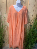 Size 2XL Peach Flowy Semi Wrap Dress