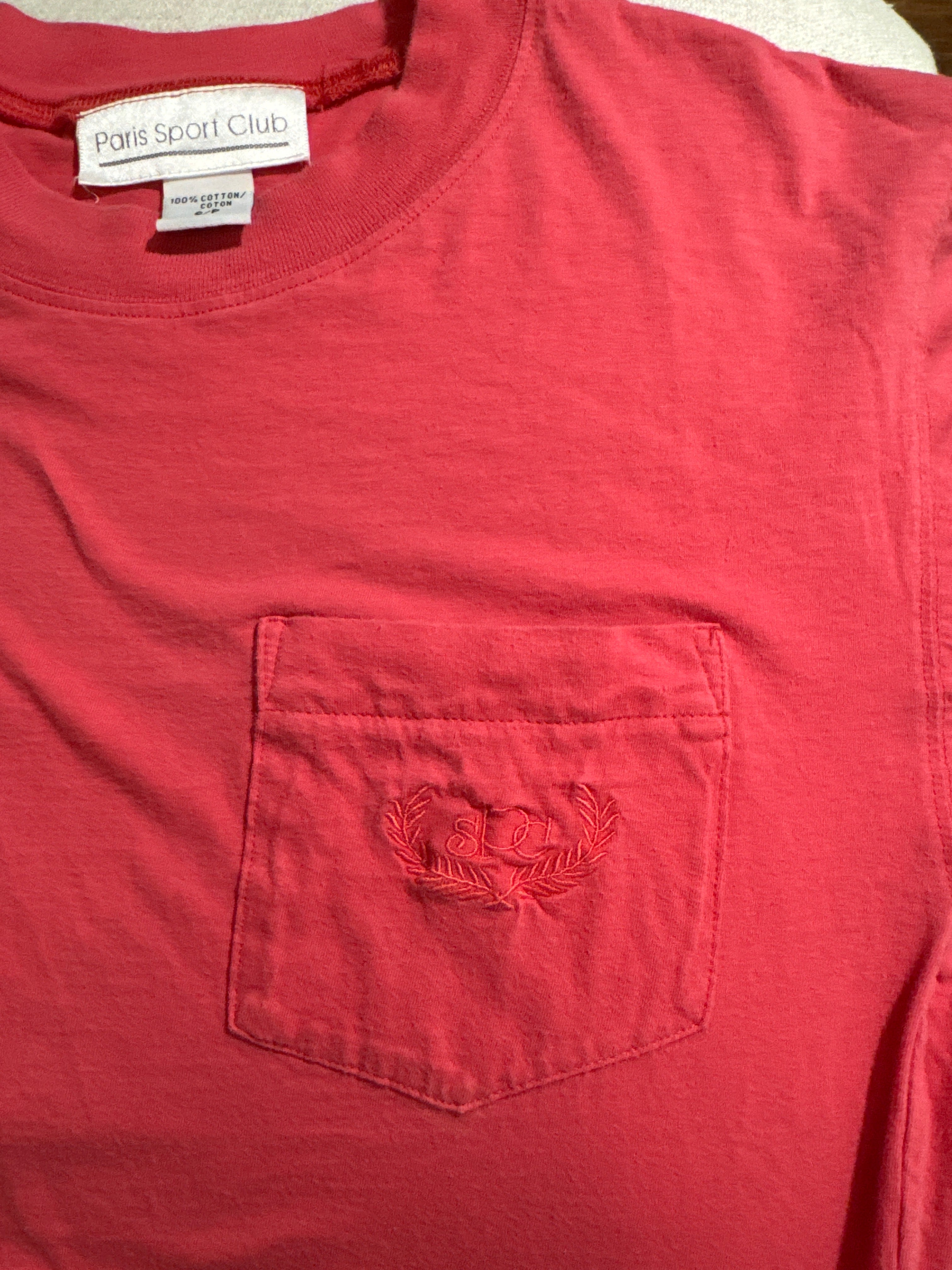 Vintage 90s Paris Sport Club Embroidered Pocket T-Shirt