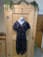 Floral on navy short sleeve dress