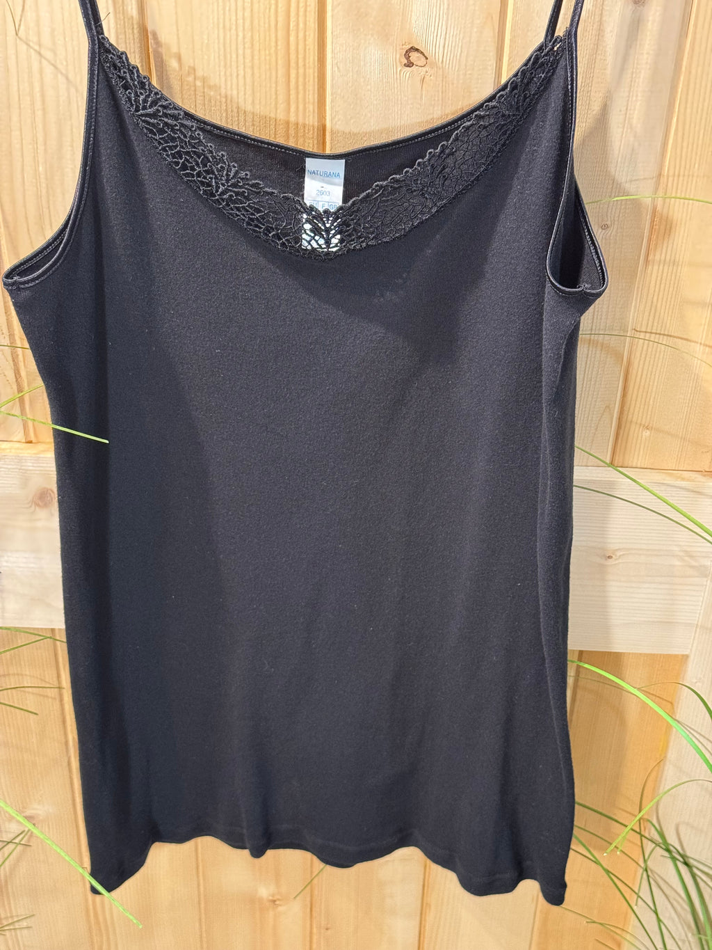 Naturana Spaghetti Strap Camisole with Lace Inlay