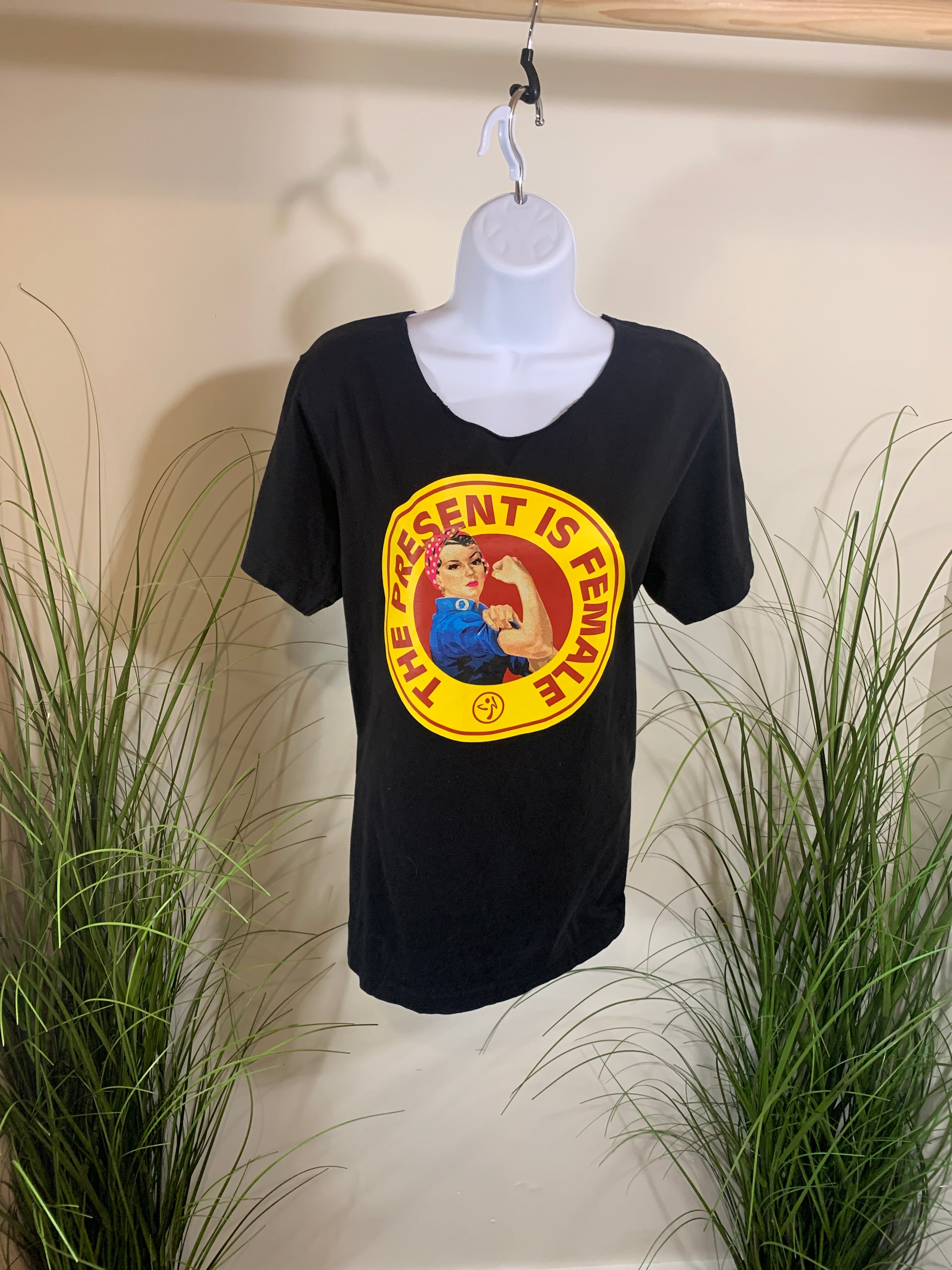 Women Power Zumba Cut Collar T-Shirt