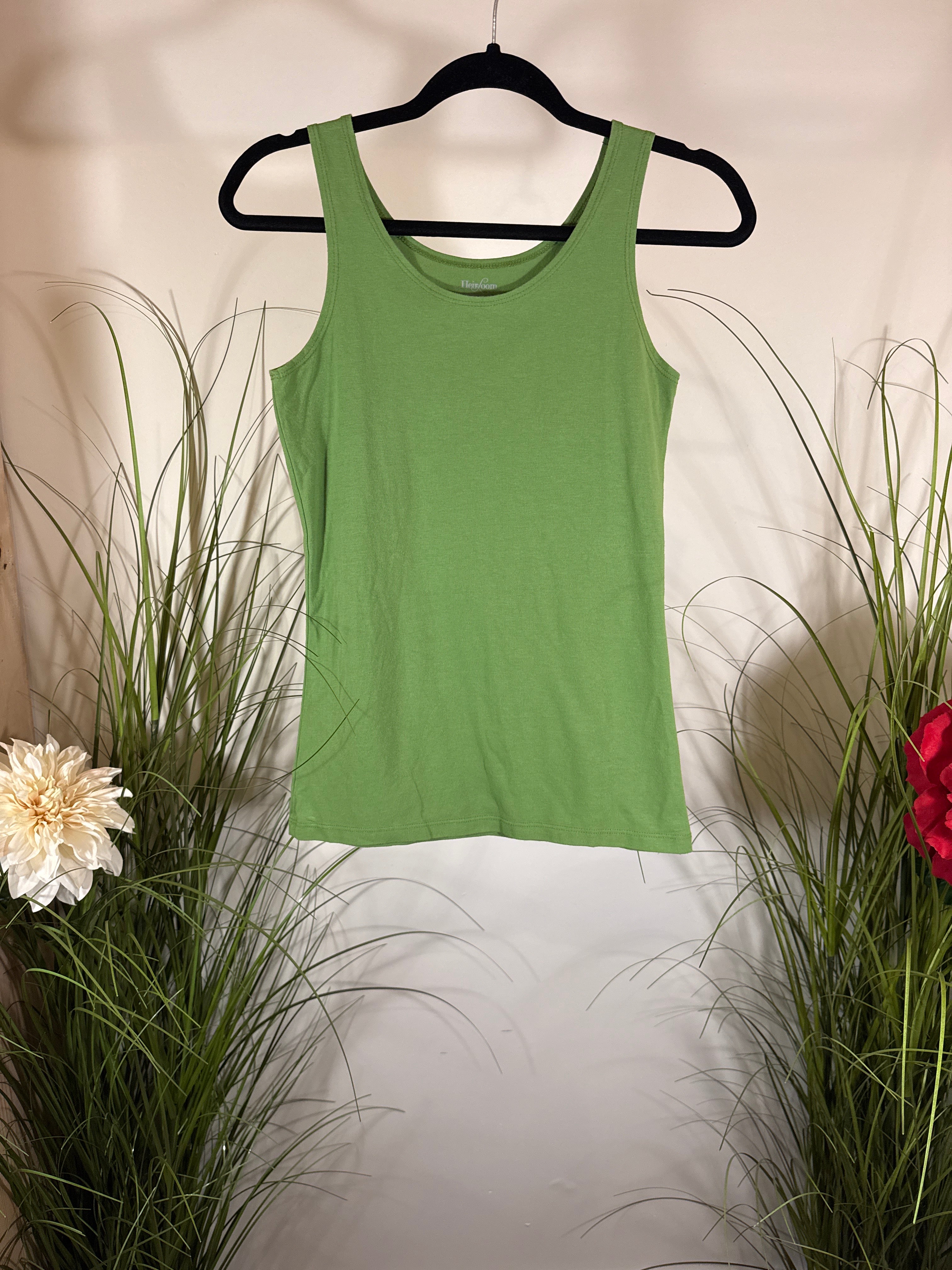 Y2K Vintage Heirloom Tank Top- Jade Green