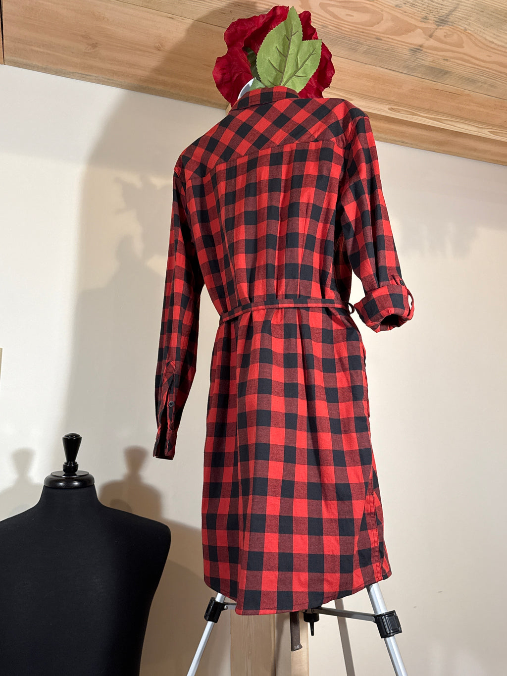 BC Clothing Women Checkered, Long Sleeve Shirt Dress