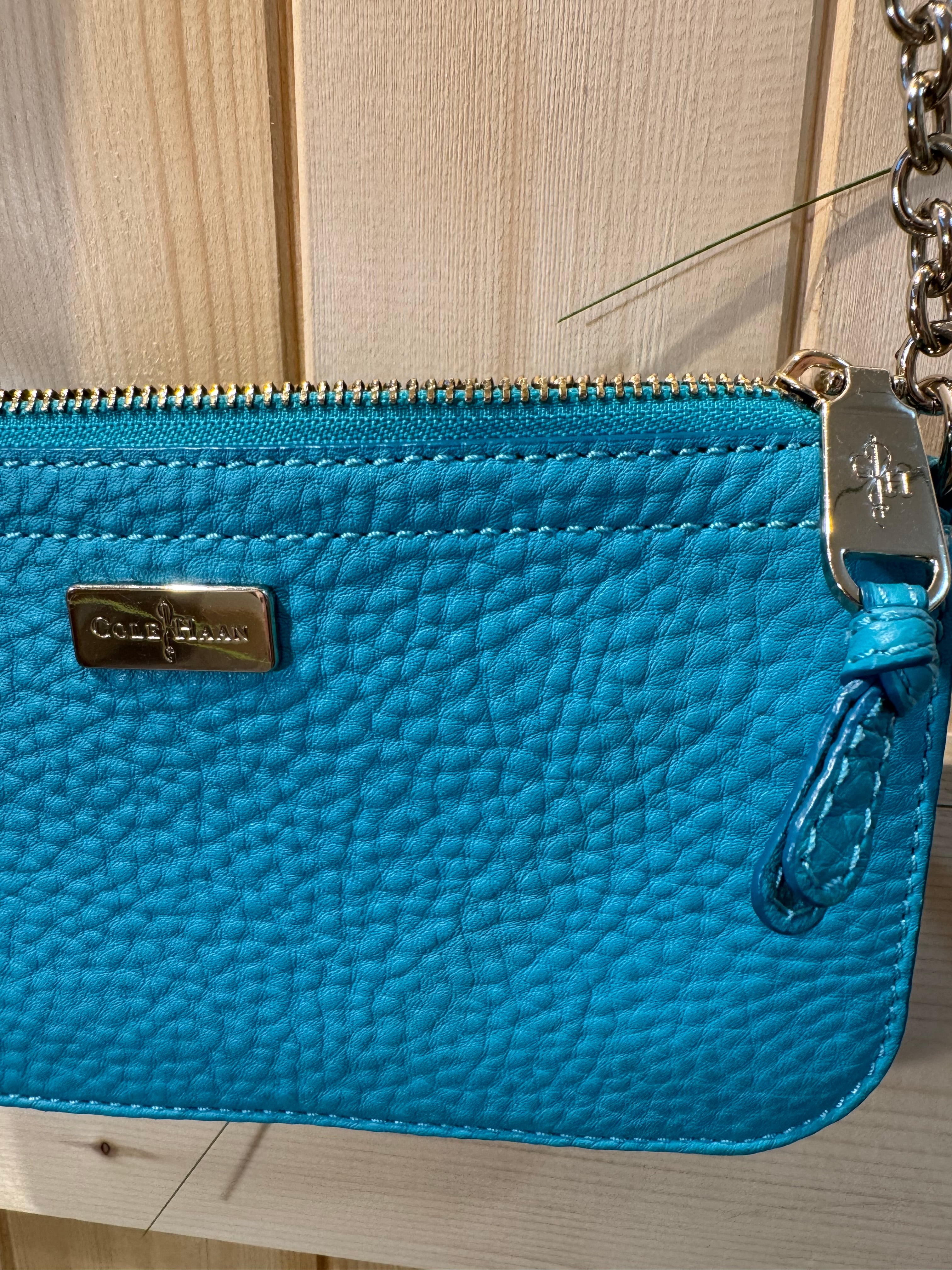 Cole Hann Turquoise and Chain small Across the Body Purse