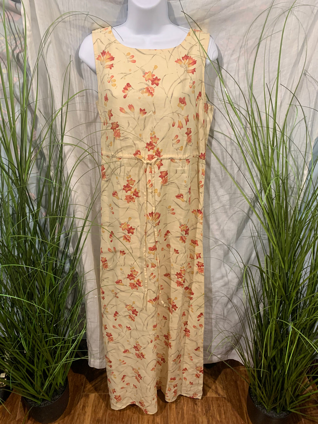 Size 8 Telluride Clothing CO. 100% Linen Floral Print Sleeveless Maxi Dress