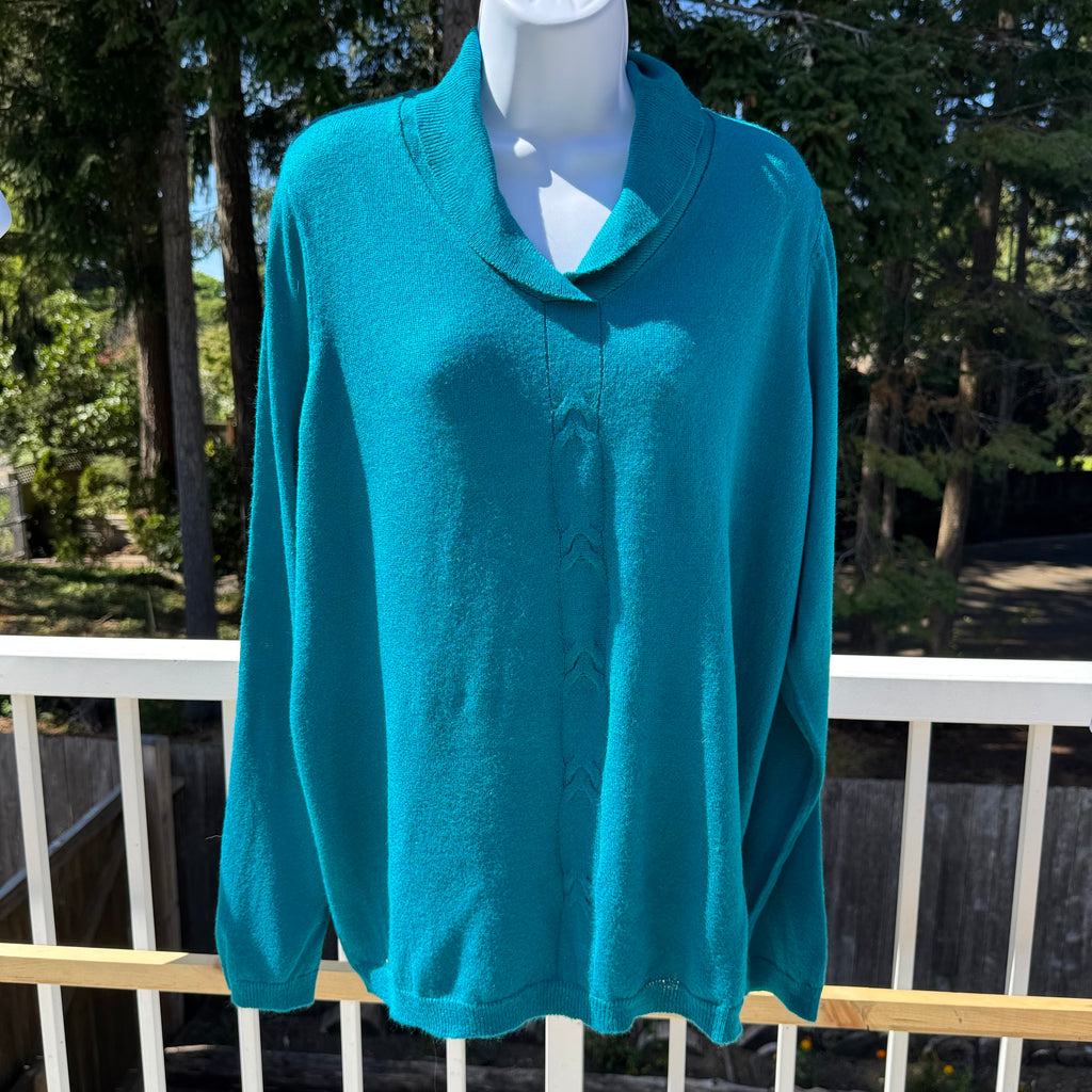 Size L Alia Fine Knit Sweater with Folded Collar
