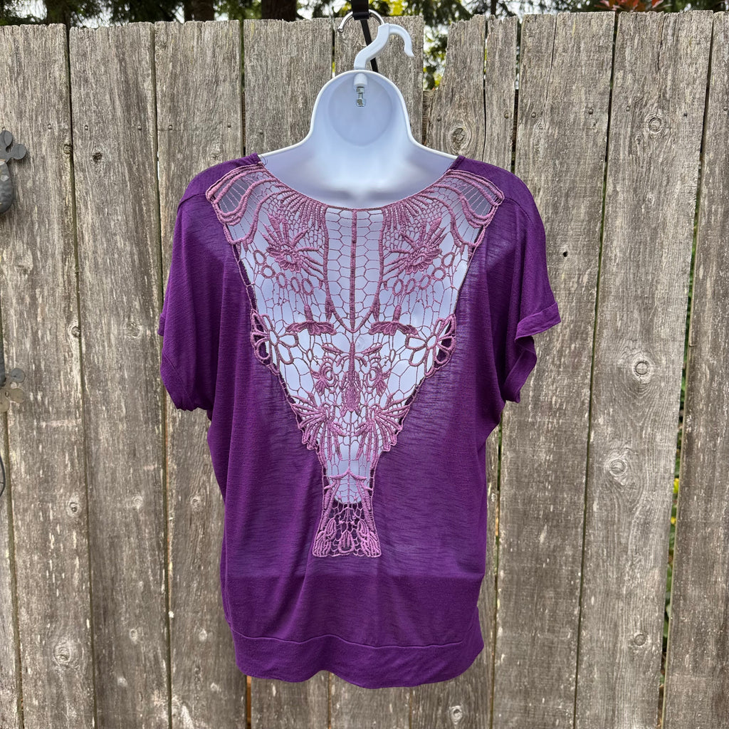 Purple Lace Back Top Size S