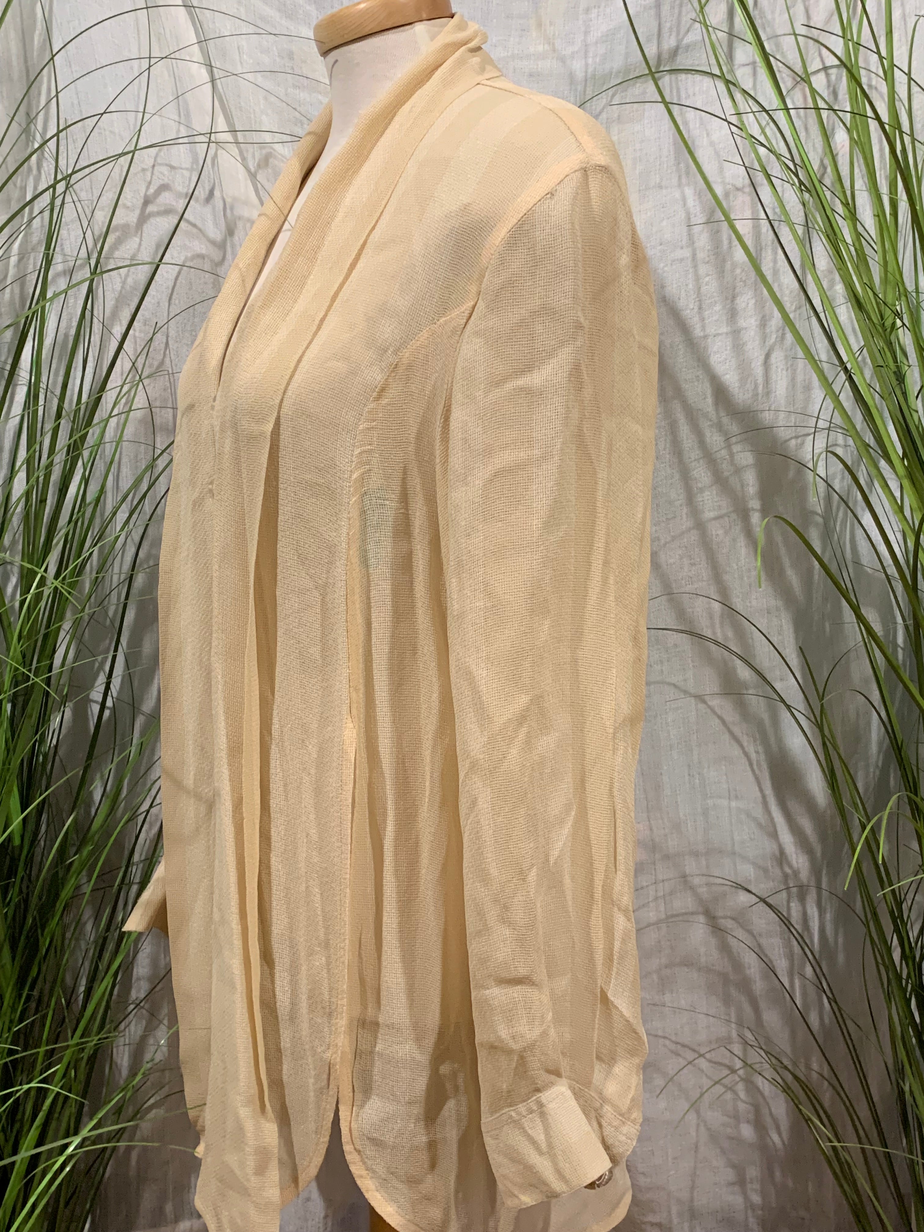 Size M Vintage Wool Blend Marissa Minicucci Light Cream Striped Texture 3 Piece Pant Suit